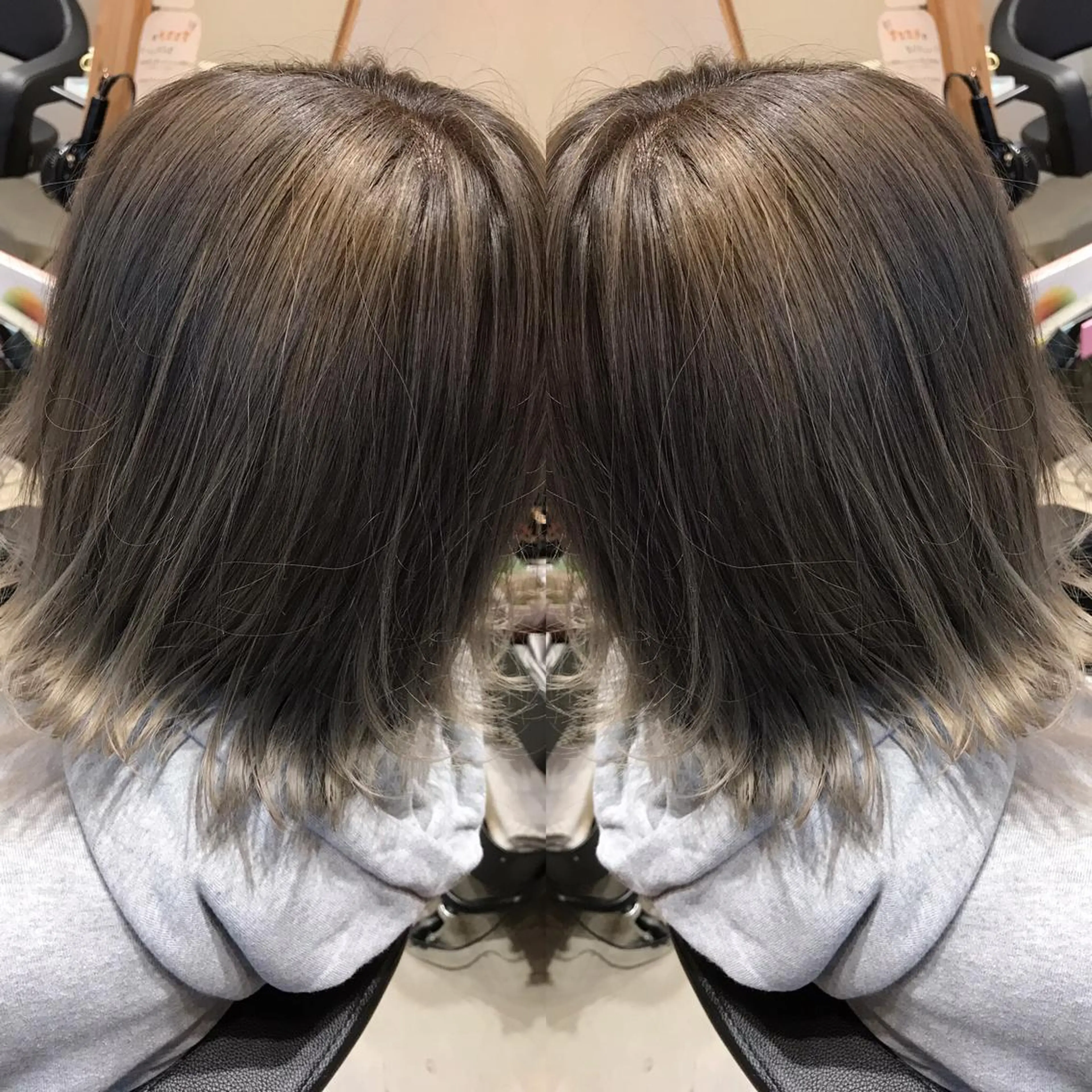 ミディアム カラー ブリーチ グレージュ ヘアカラー 大久保 隆蔵のヘアスタイル