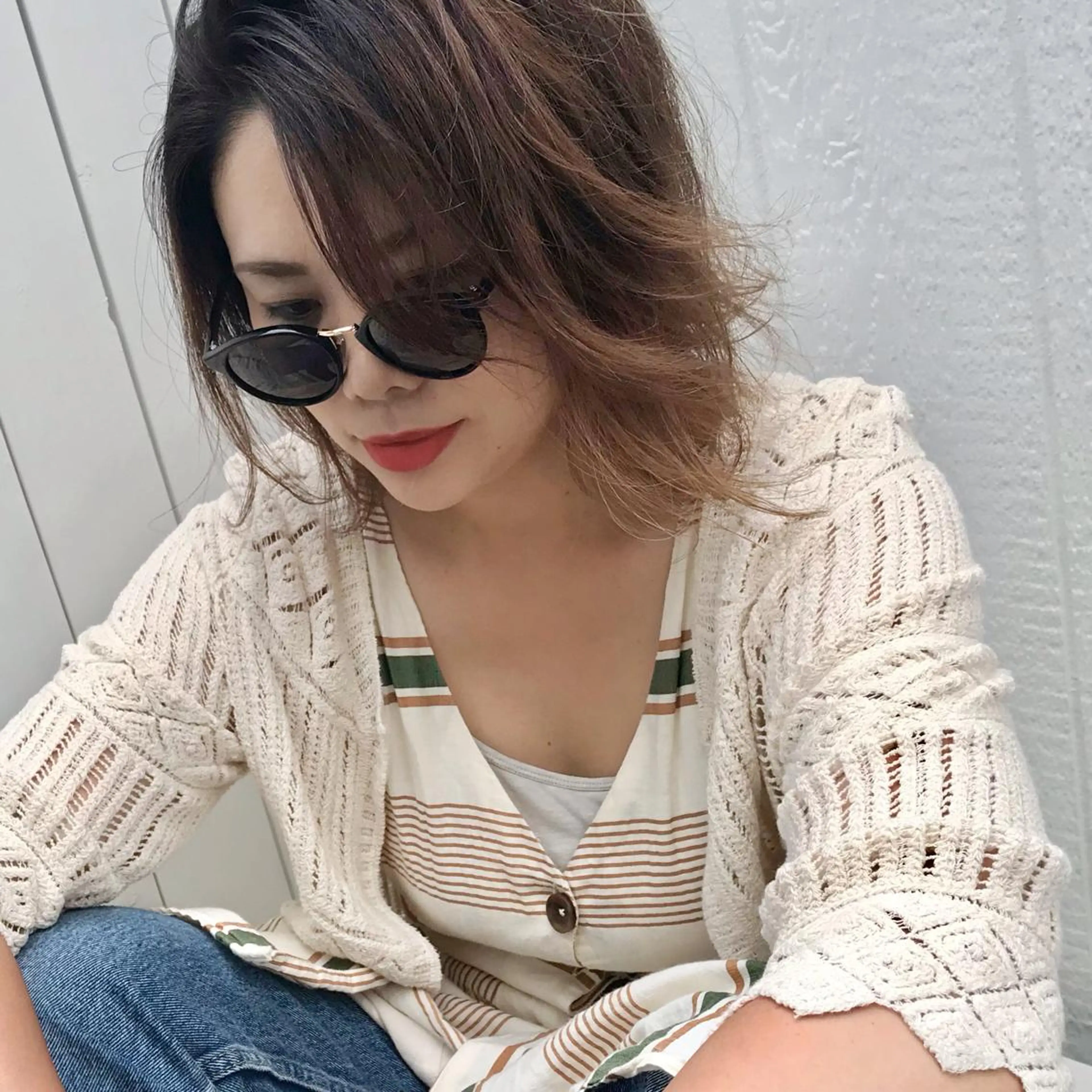 ミディアム カラー ハイライトカラー ハイライト カット ヘアカラー ママ美容師 ＊ヒマワリのヘアスタイル