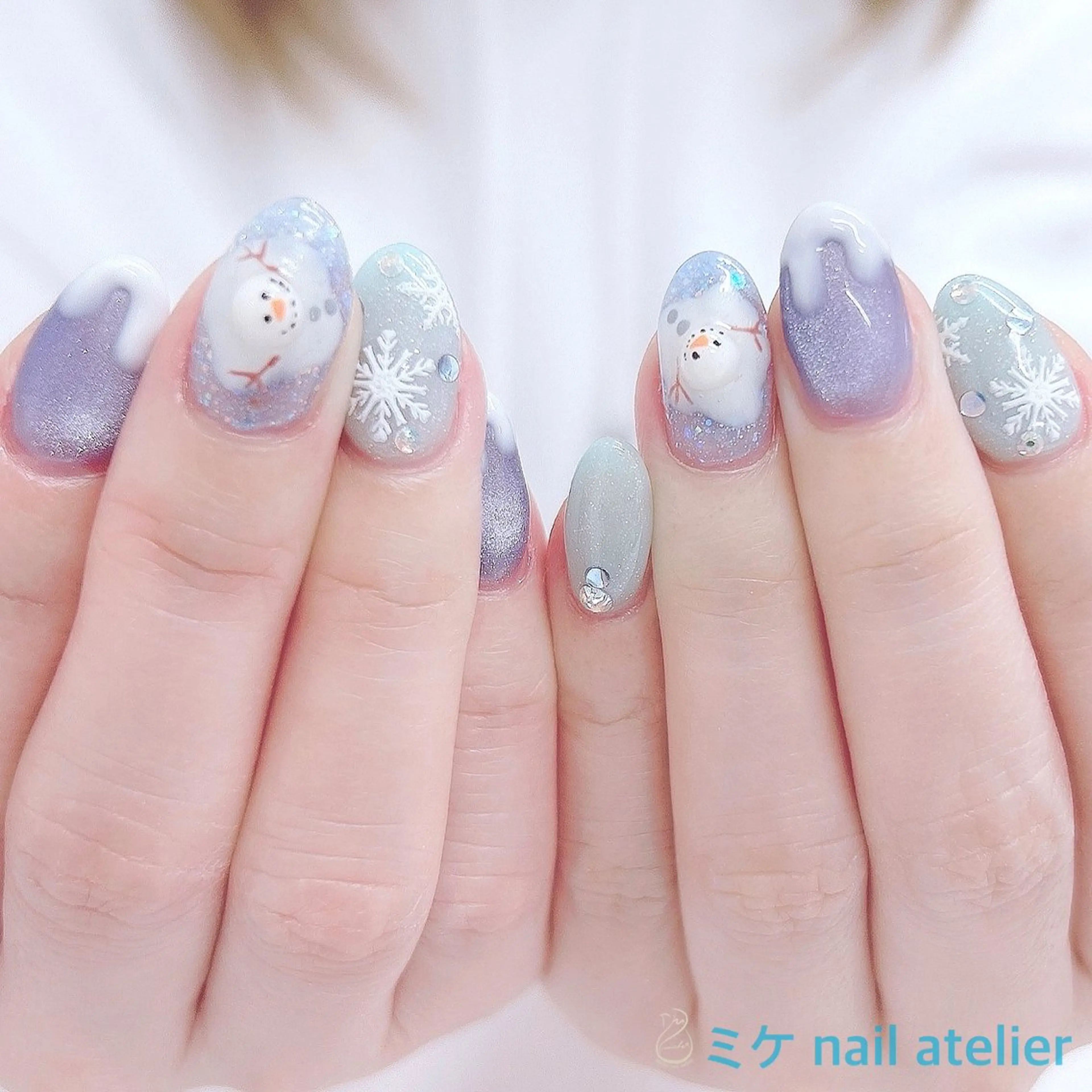 ネイル アートネイル ジェルネイル マグネットネイル ワンカラーネイル 冬ネイル ハンドネイル h. rikaのネイルデザイン