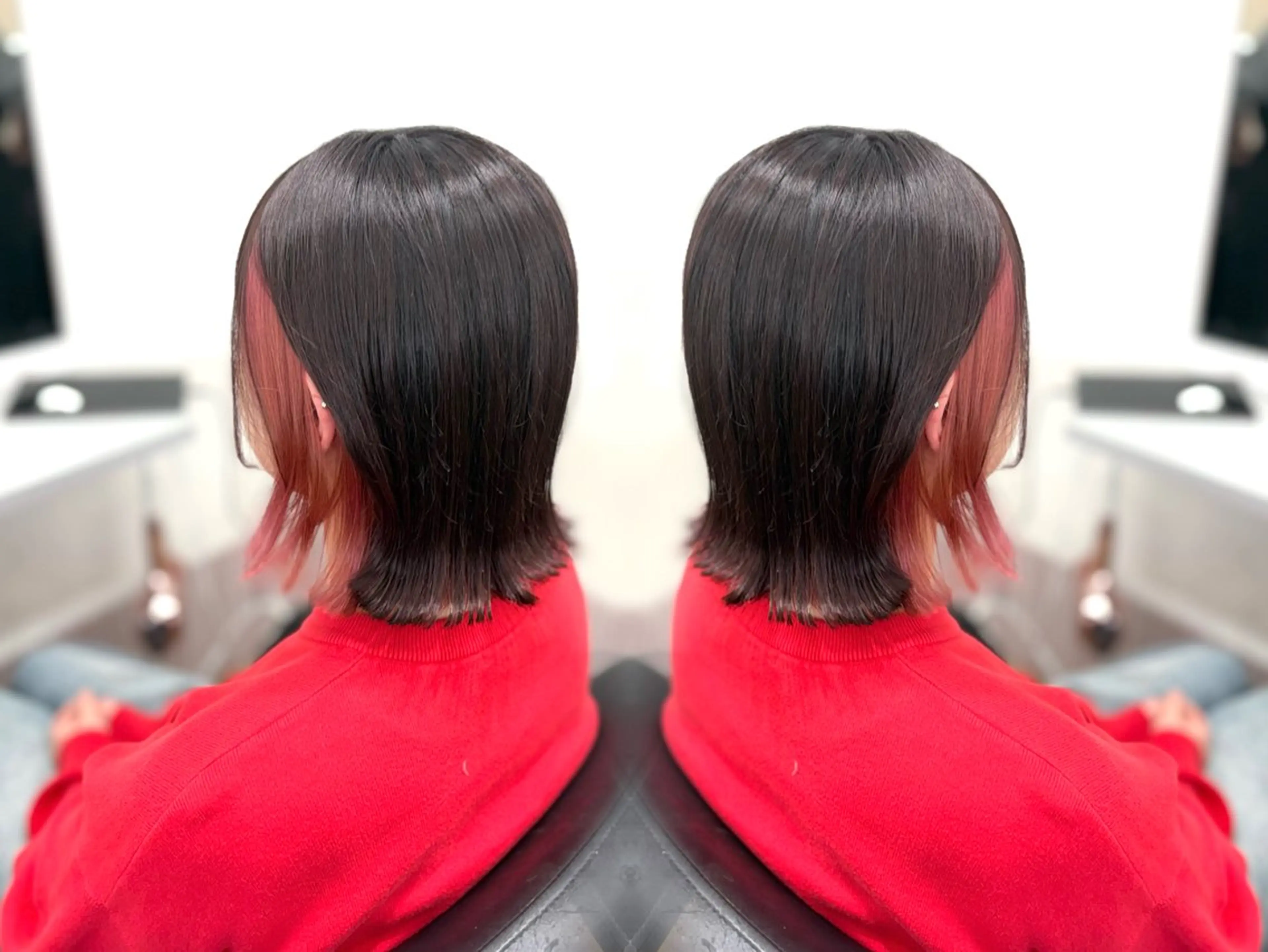 ミディアム 小顔カット/透明感 カラー/美髪矯正🫧のヘアスタイル