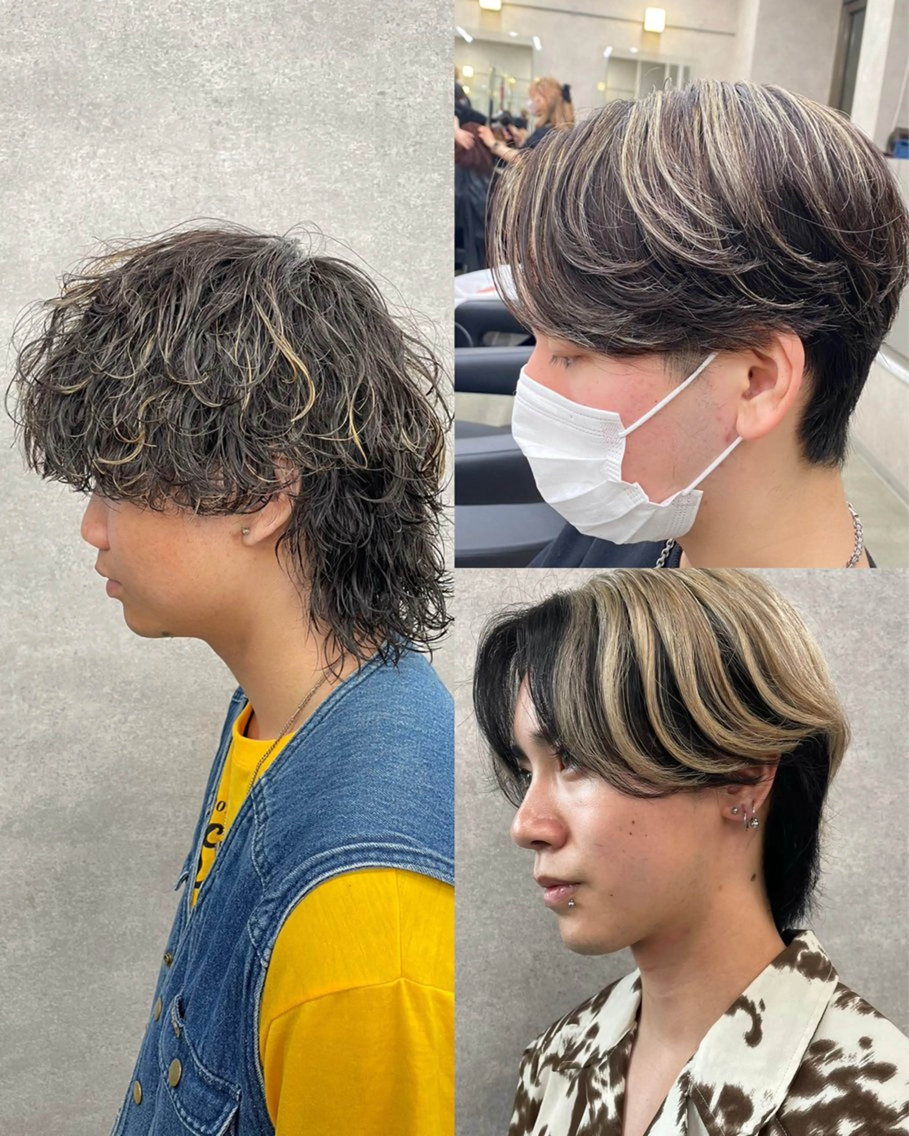 カラー パーマ メンズ カット パーマ ヘアセット Ryo横浜韓国ヘア/ ハイトーン/縮毛矯正のヘアスタイル