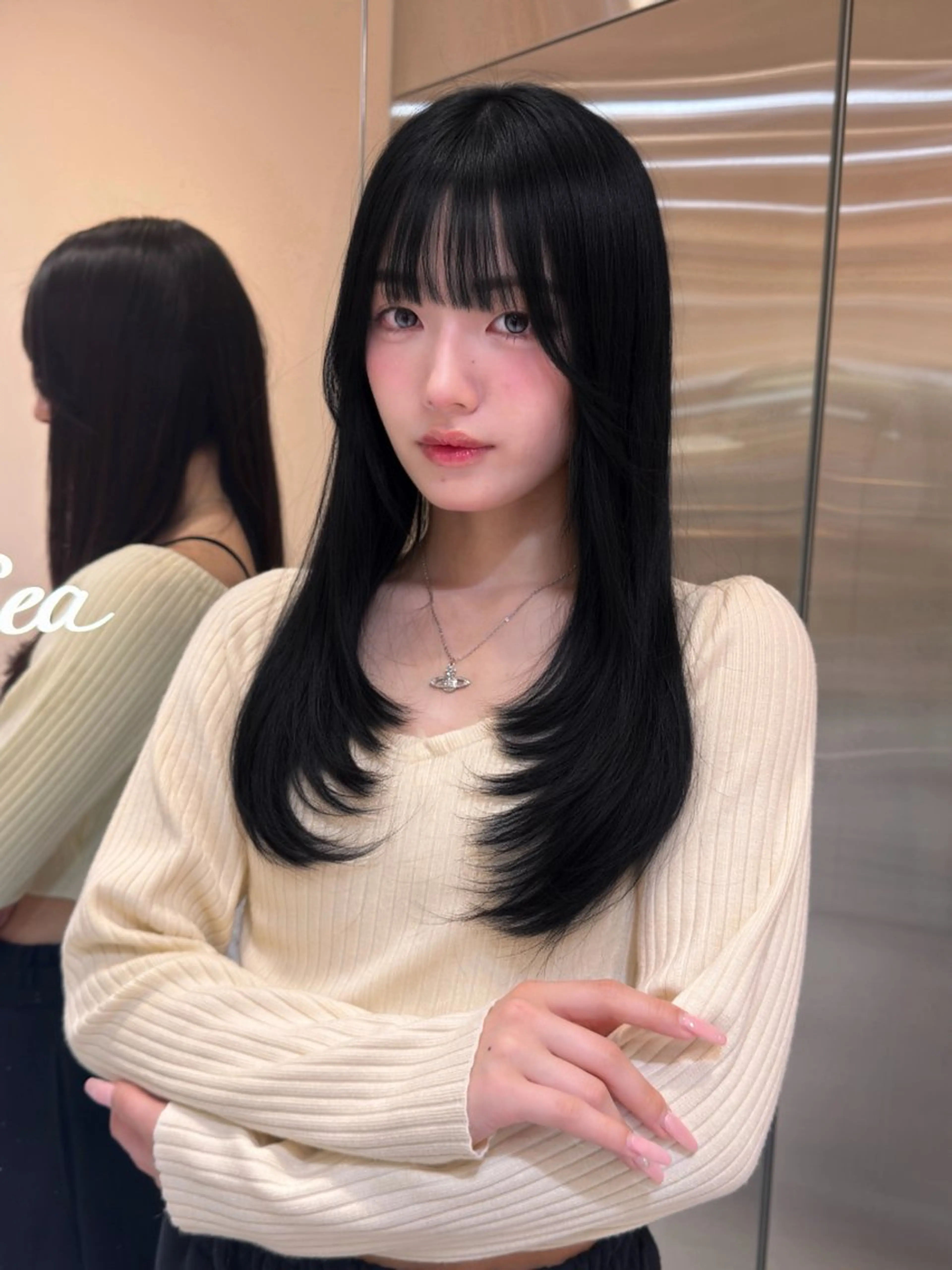 ロング カラー 髪質改善 トリートメント カット ヘアカラー トリートメント ブリーチなしベージュ レイヤー/リョウヤのヘアスタイル