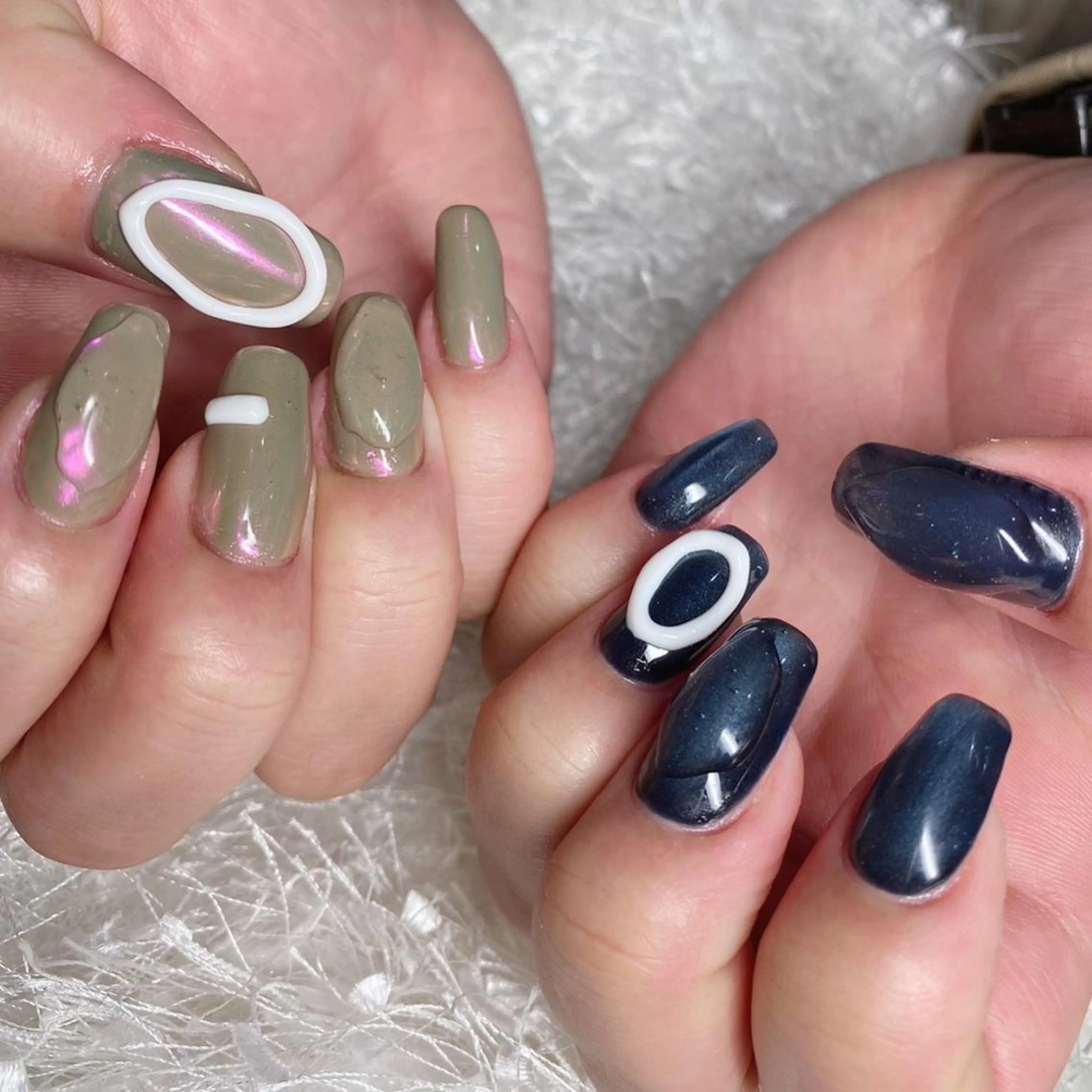 ネイル オーロラネイル 長さ出し フレンチネイル ジェルネイル グラデーション ハンドネイル Nail&eye Belire 新宿のネイルデザイン