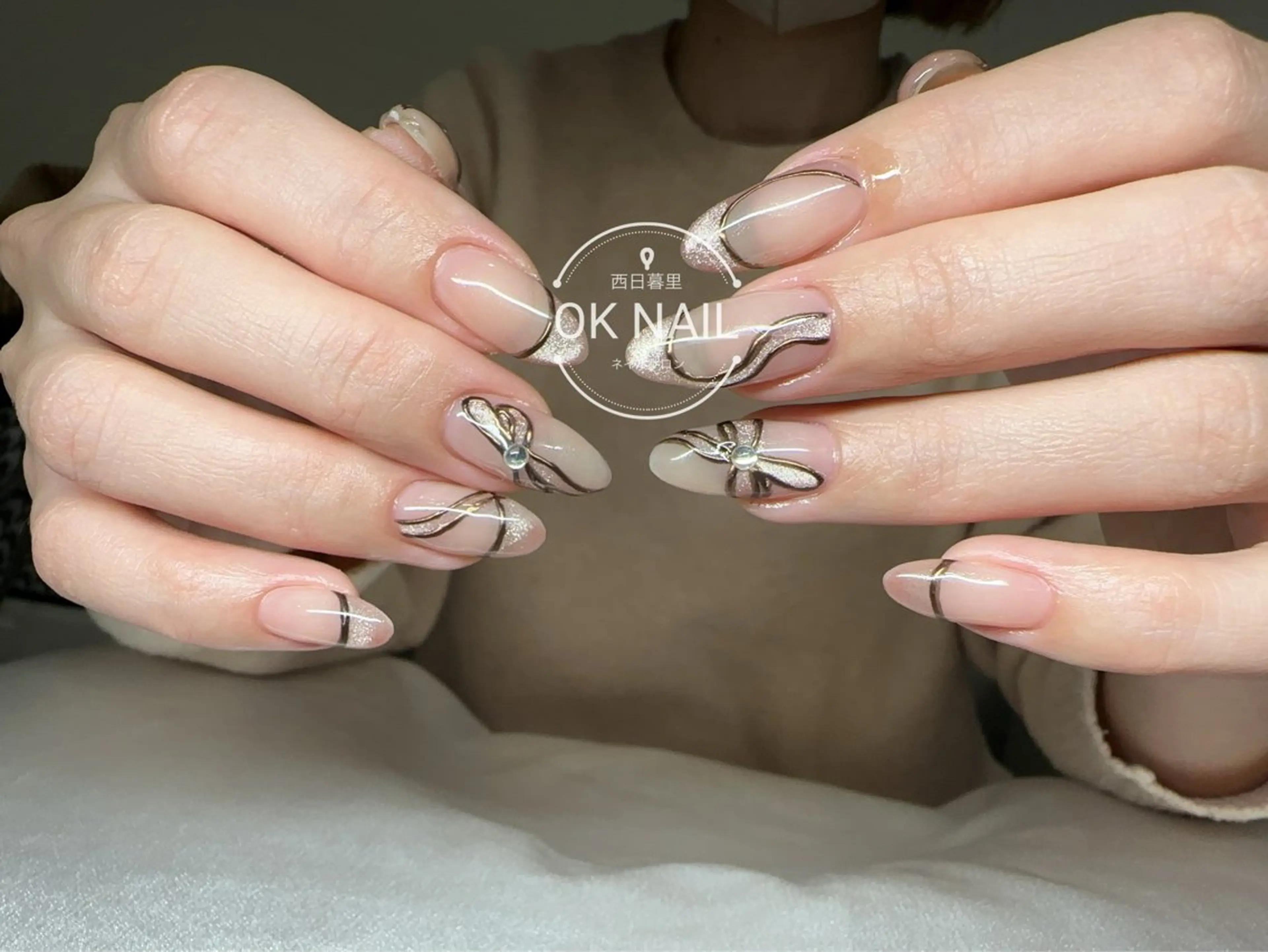 ネイル チークネイル フレンチネイル マグネットネイル ミラーネイル 持ち込み ハンドネイル OK Nailのネイルデザイン