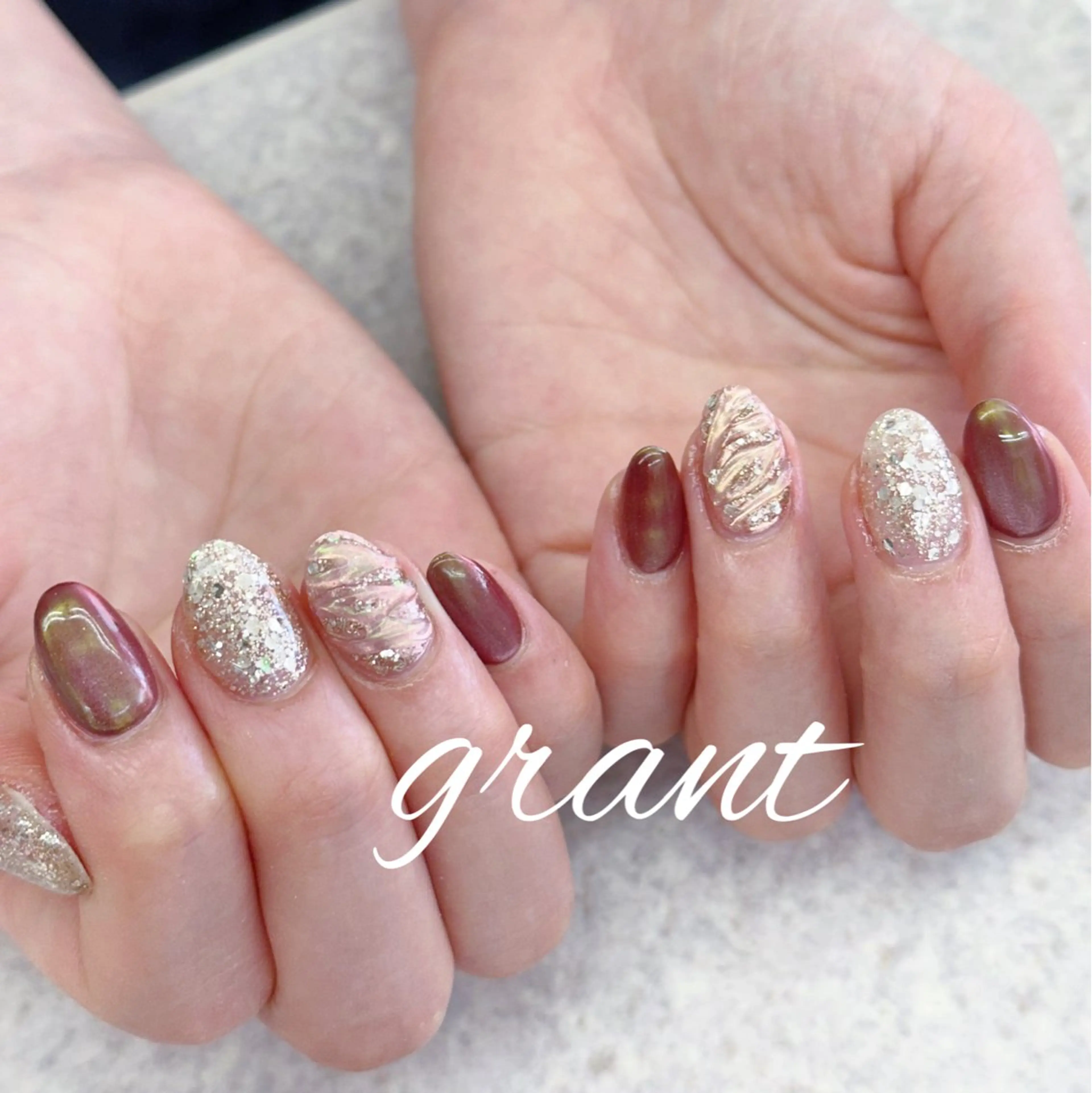 ネイル マグネットネイル ミラーネイル ハンドネイル nail salon grant所属・nailsalon grantのネイルデザイン