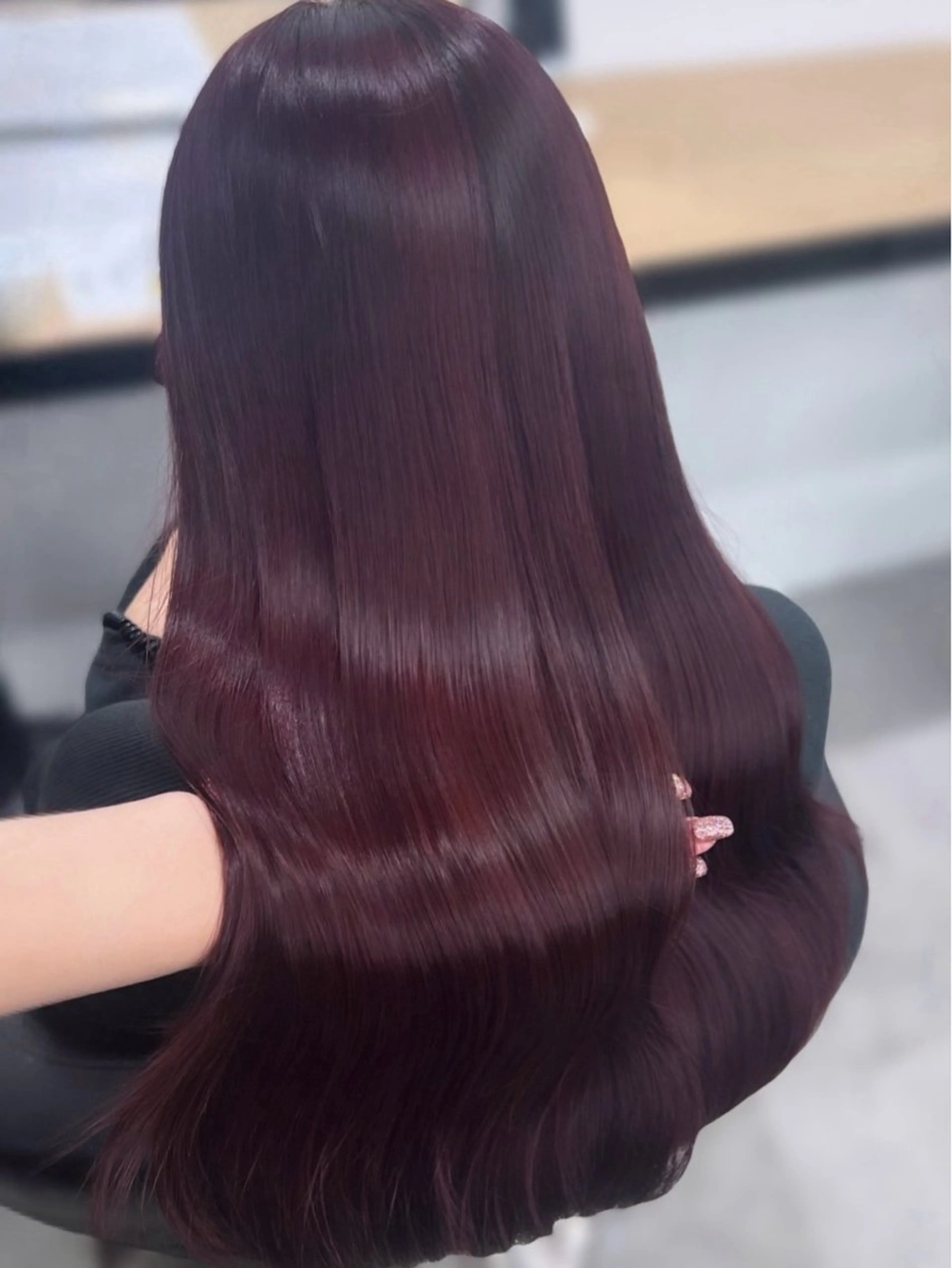 ロング カラー ブリーチ 髪質改善 トリートメント ヘアカラー 💗愛され暖色💗 ピンク/レッド💗のヘアスタイル