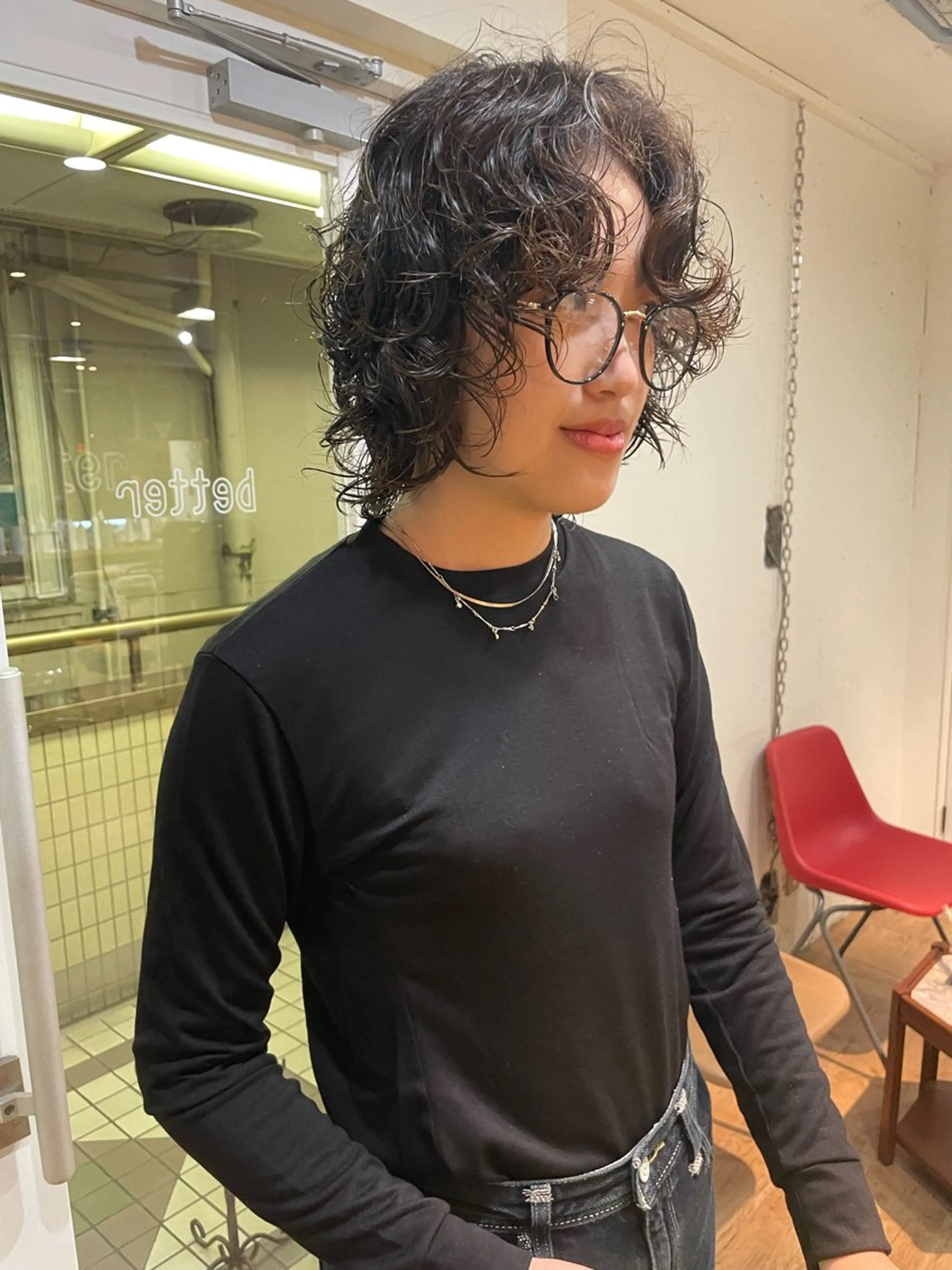 ミディアム パーマ ボブレイヤー ミディアムパーマ ボブ 外国人風カラー レイヤーカット 外山貴章/パーマ/ 新宿/新宿三丁目のヘアスタイル