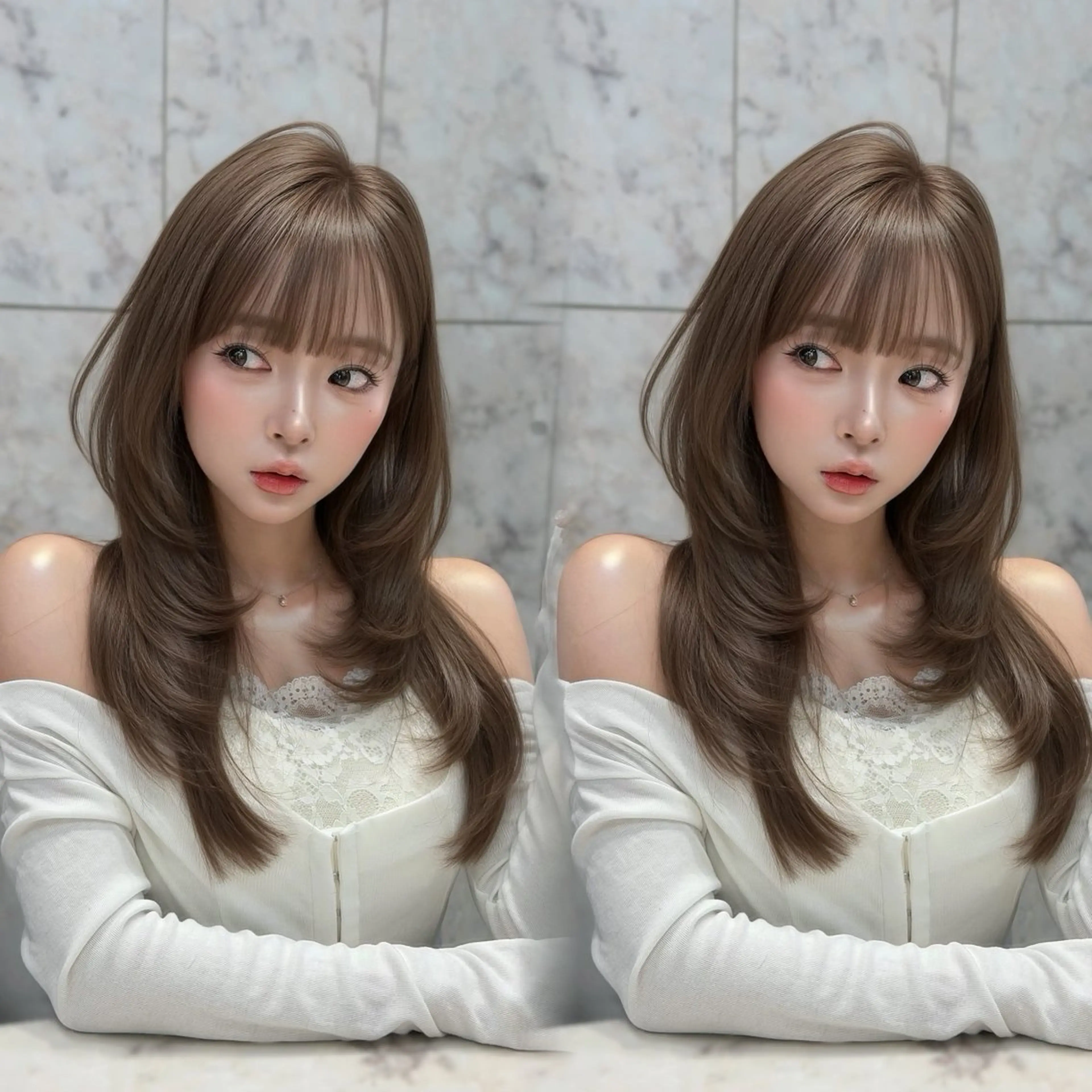 セミロング カラー カット ヘアカラー トリートメント 新宿/韓国風レイヤー 髪質改善/渋谷直樹のヘアスタイル