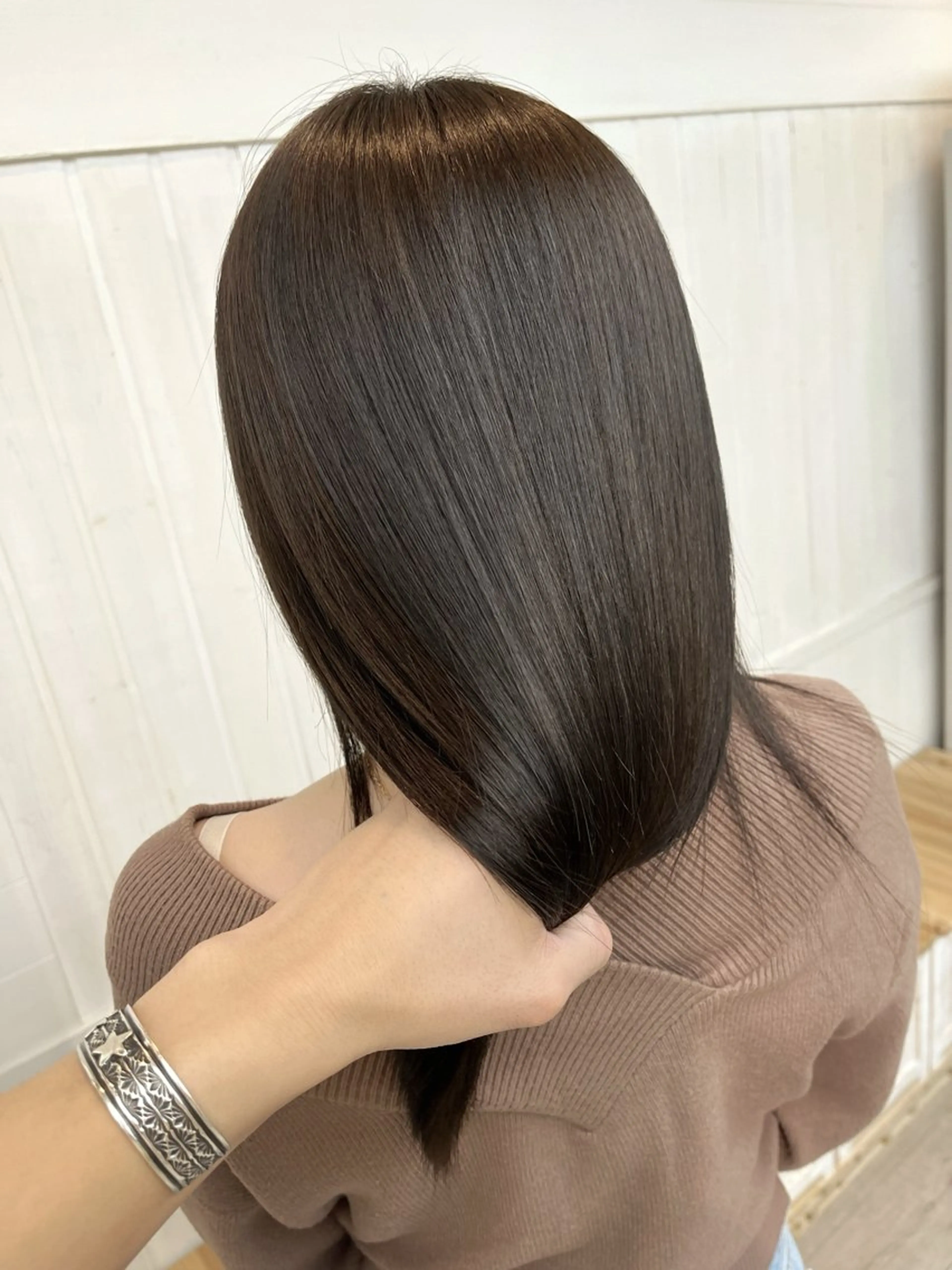 セミロング カラー パーマ ヘアアレンジ 透明感カラー トリートメント カット ヘアカラー トリートメント ヘッドスパ ヘアセット 二ヶ月綺麗が続く デザイン/星野六三四のヘアスタイル