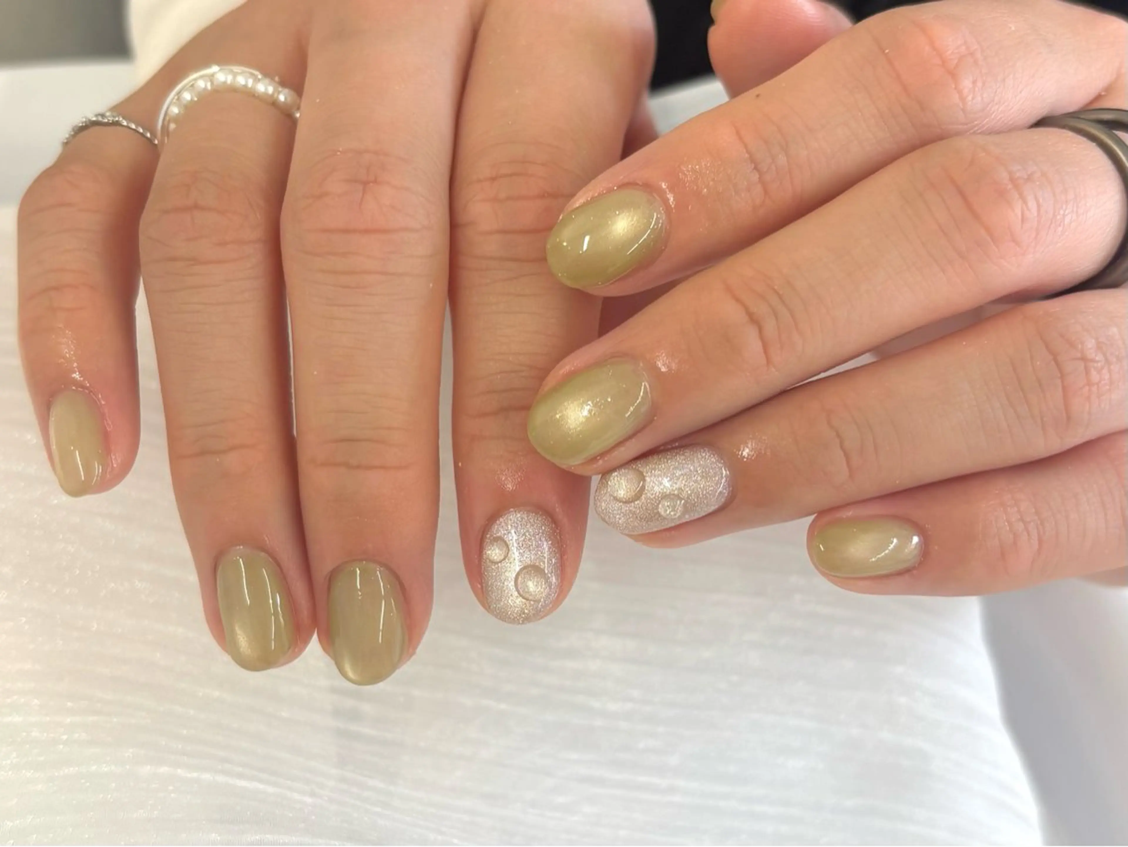 ネイル グリーン マグネットネイル ハンドネイル GRACE Rioのネイルデザイン