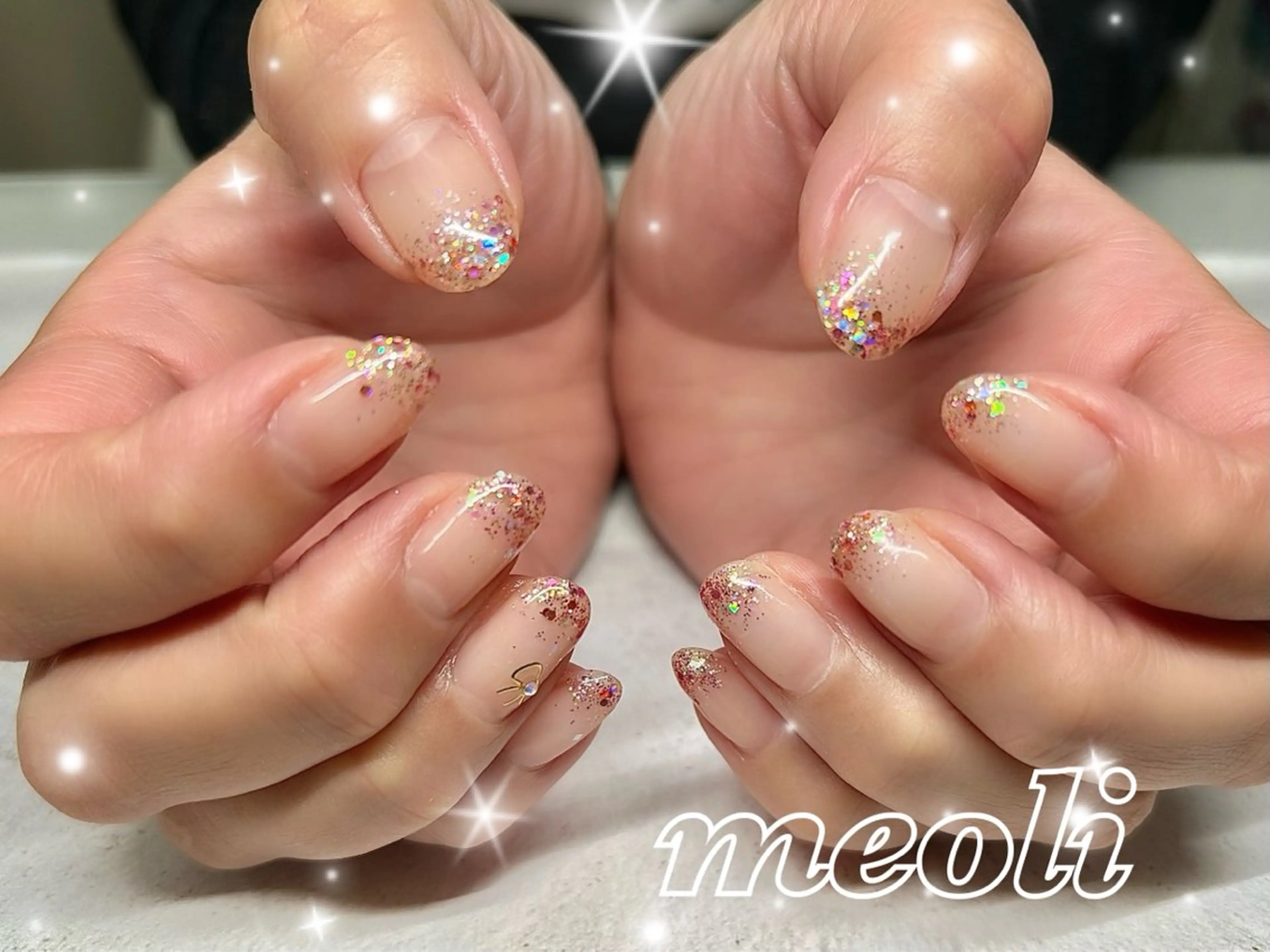 ネイル クリアネイル グラデーション ホログラムネイル キラキラネイル ラメ(グリッター) ハンドネイル nail salon meoli アヤのネイルデザイン