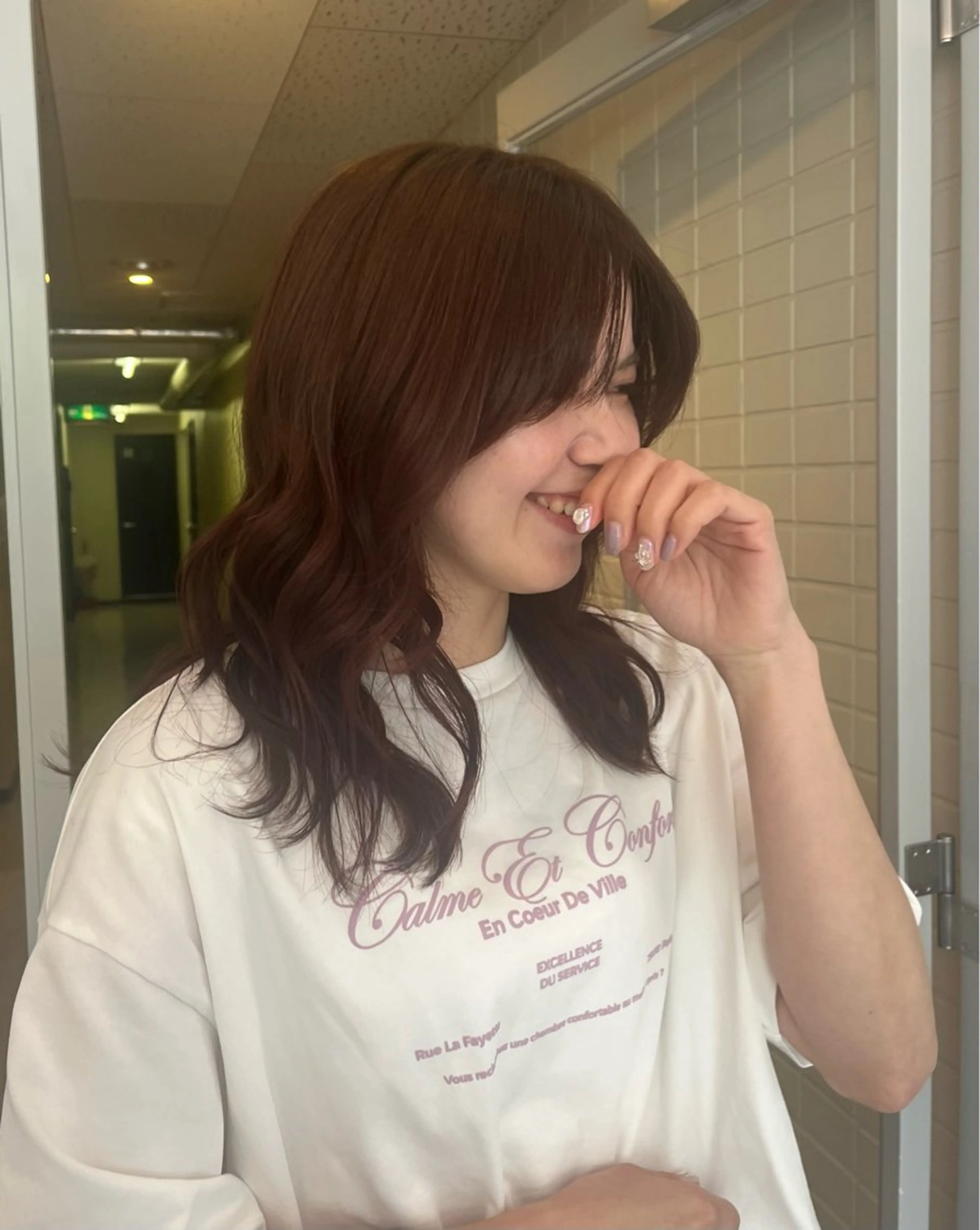 セミロング カノン／伏見/栄 パーマモデルのヘアスタイル