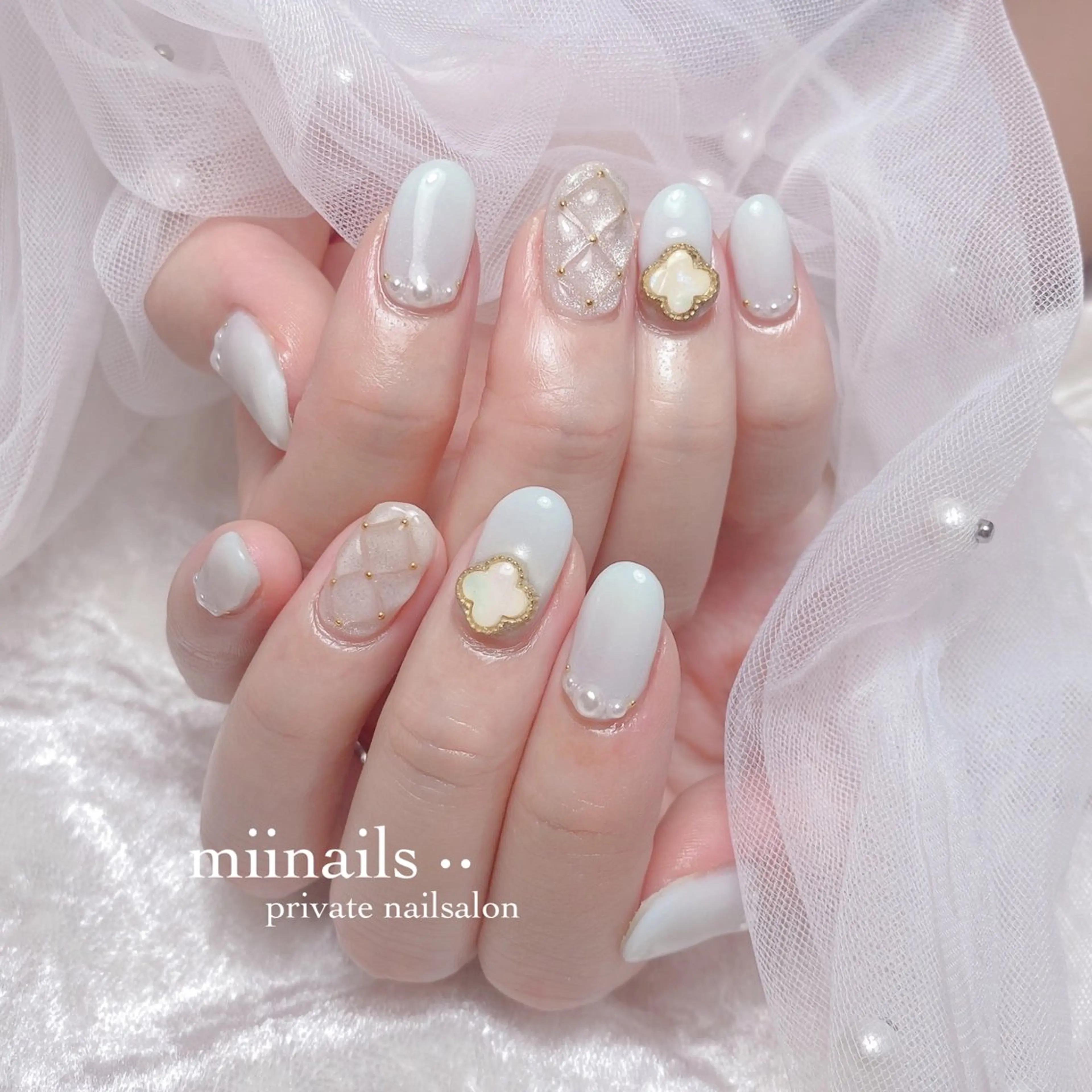 ネイル フレンチネイル 韓国ネイル ワンホンネイル ハンドネイル nailsalon miinailsのネイルデザイン