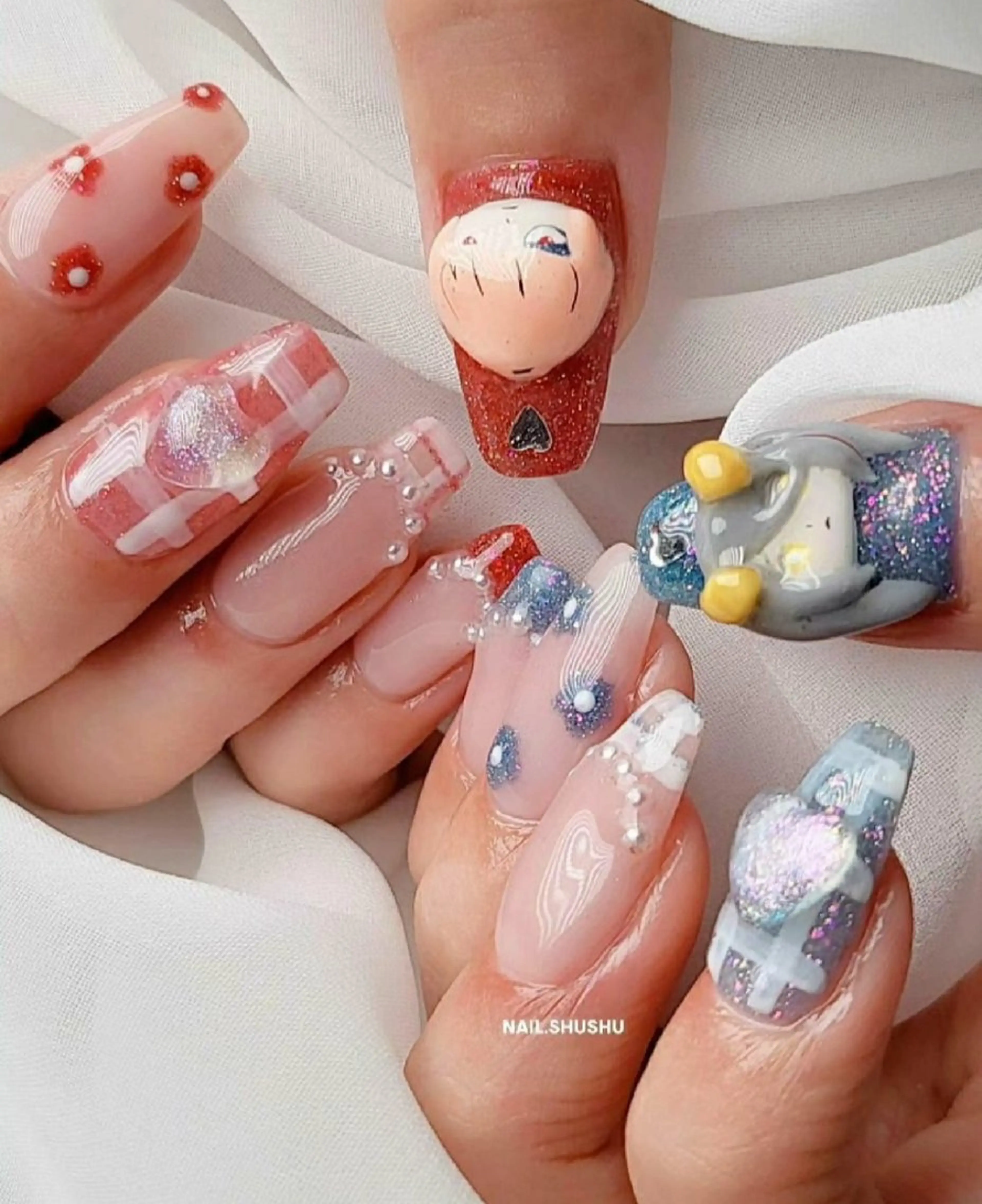 ネイル 持ち込み ニュアンスネイル ワンカラーネイル シンプルネイル 夏ネイル 3dパーツ/流行り 👧shushu❤️のネイルデザイン