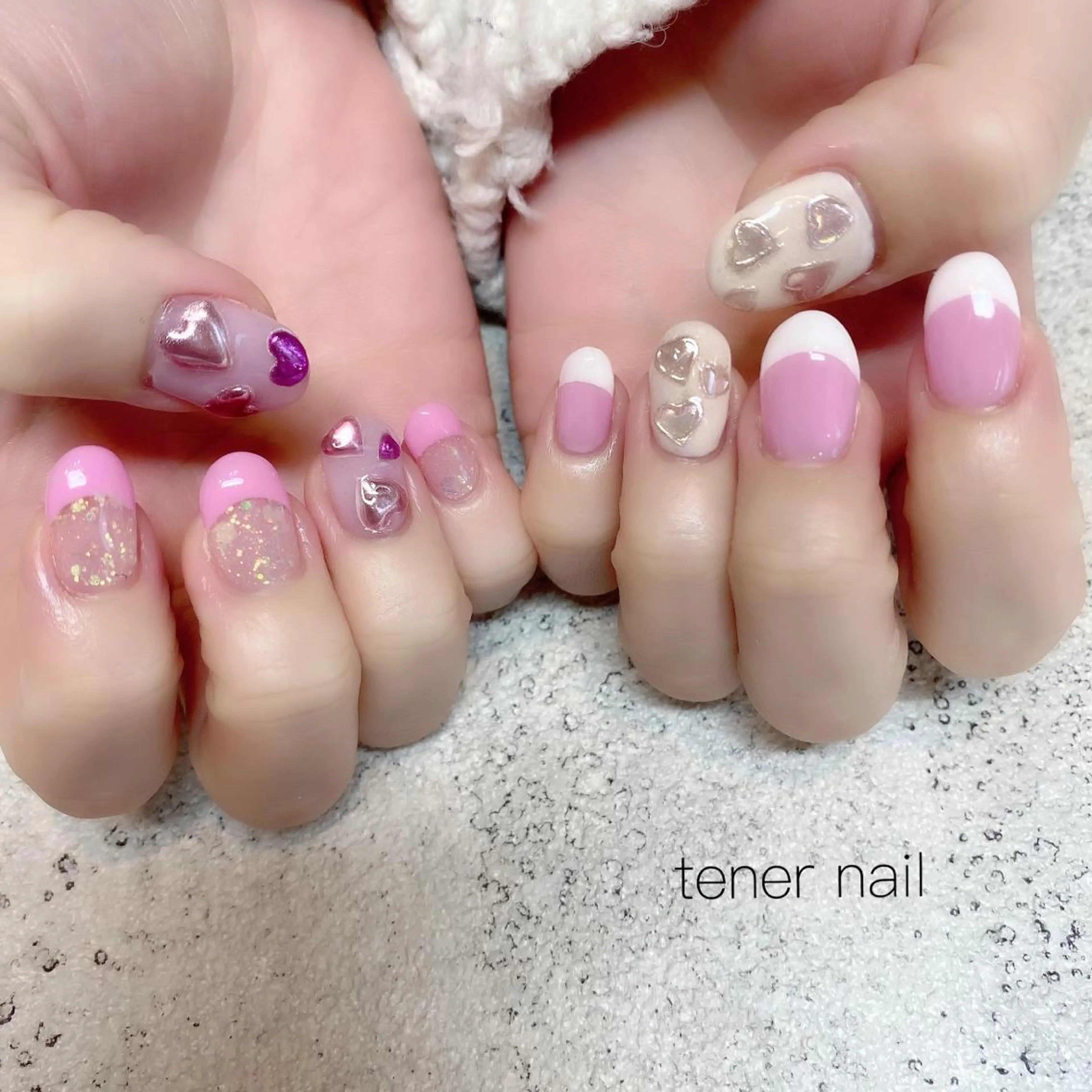 ネイル フレンチネイル ハート tener  nail  テネルネイル所属・テネルネイル tener nailのネイルデザイン