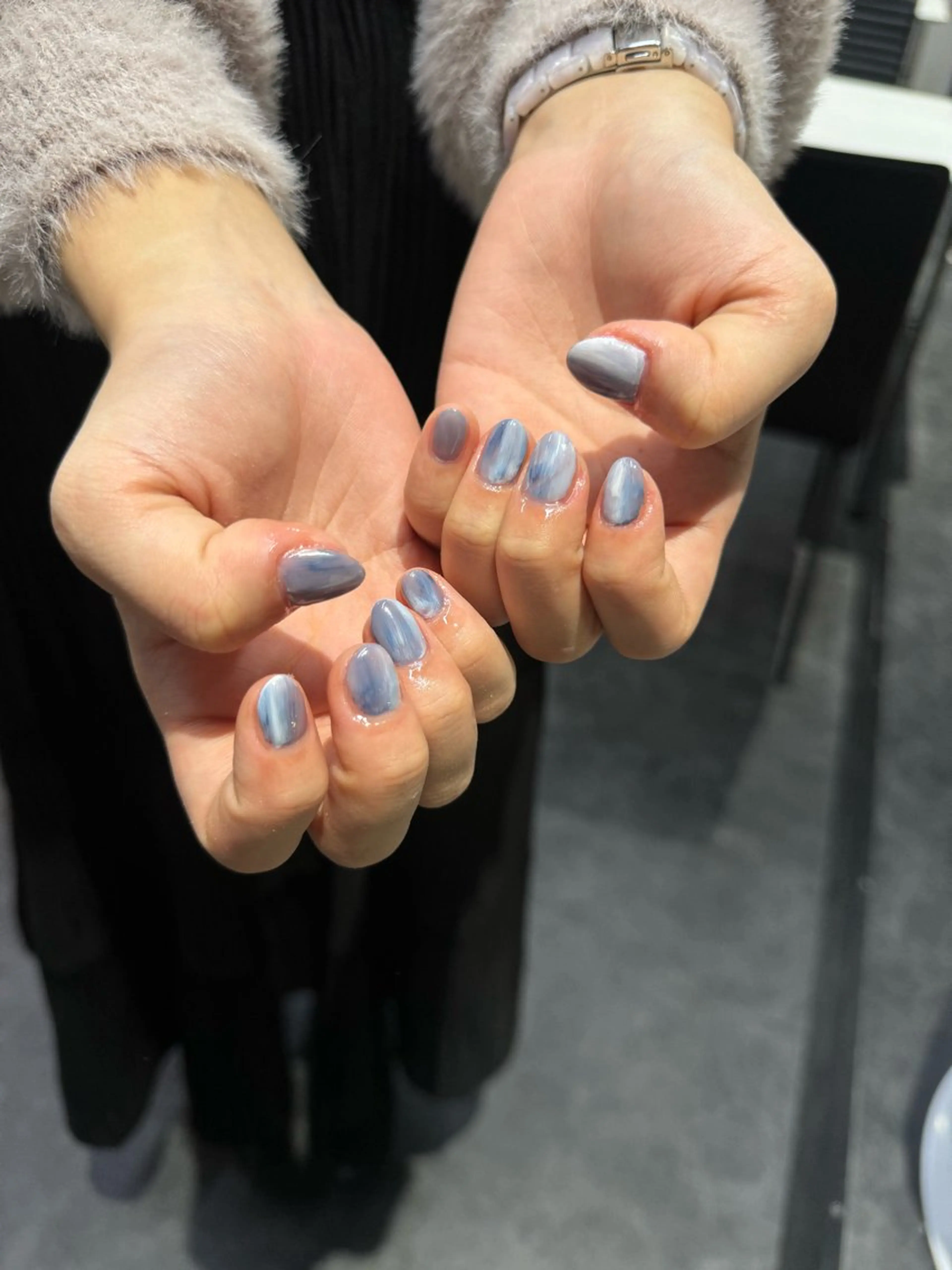 ネイル フレンチネイル マグネットネイル ニュアンスネイル ワンカラーネイル ハンドネイル GRANDE大須 Cecil💜のネイルデザイン