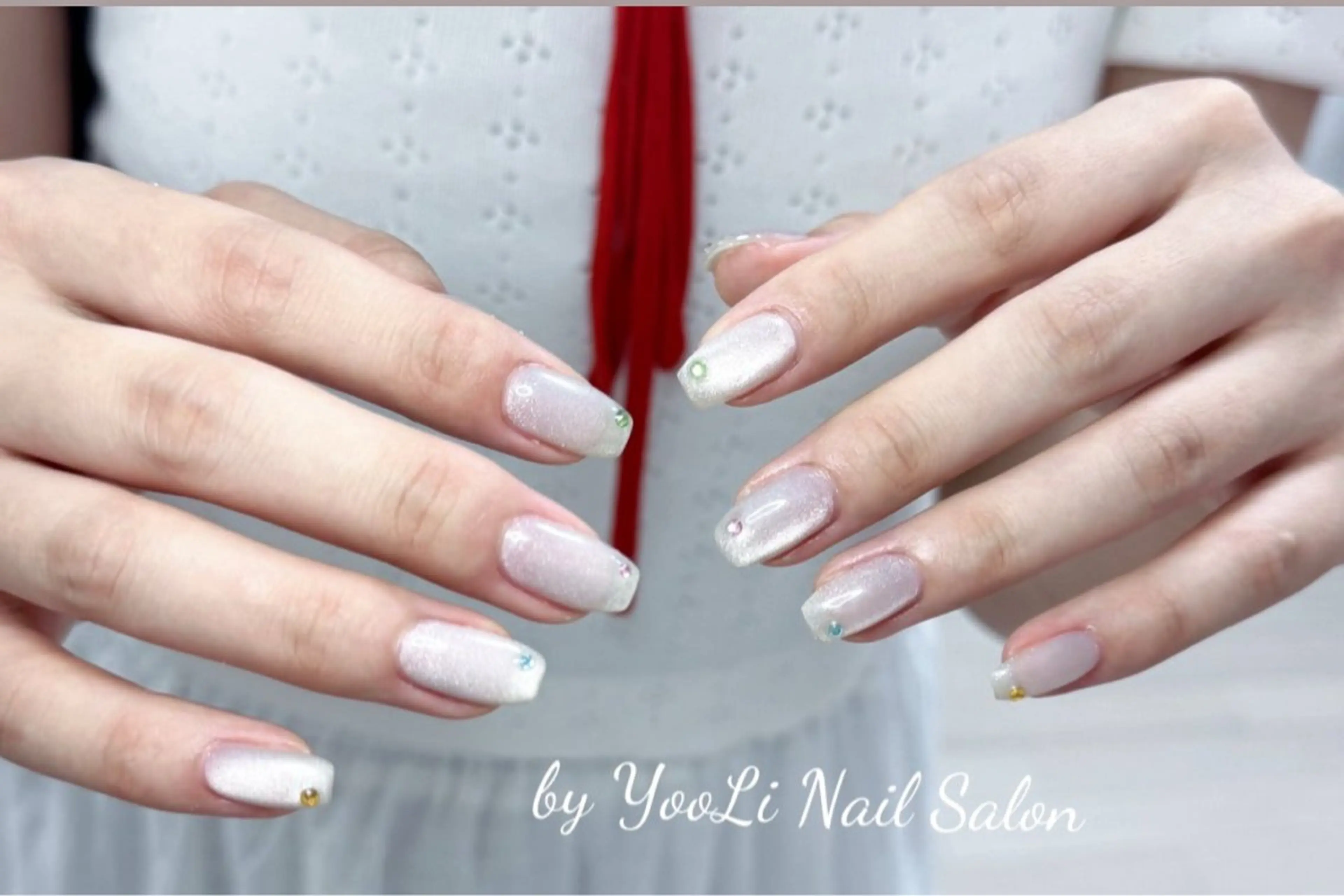 ネイル アートネイル オーロラネイル チークネイル フレンチネイル ガラスフレンチ 🎀🎀YooLi Nail Salonのネイルデザイン