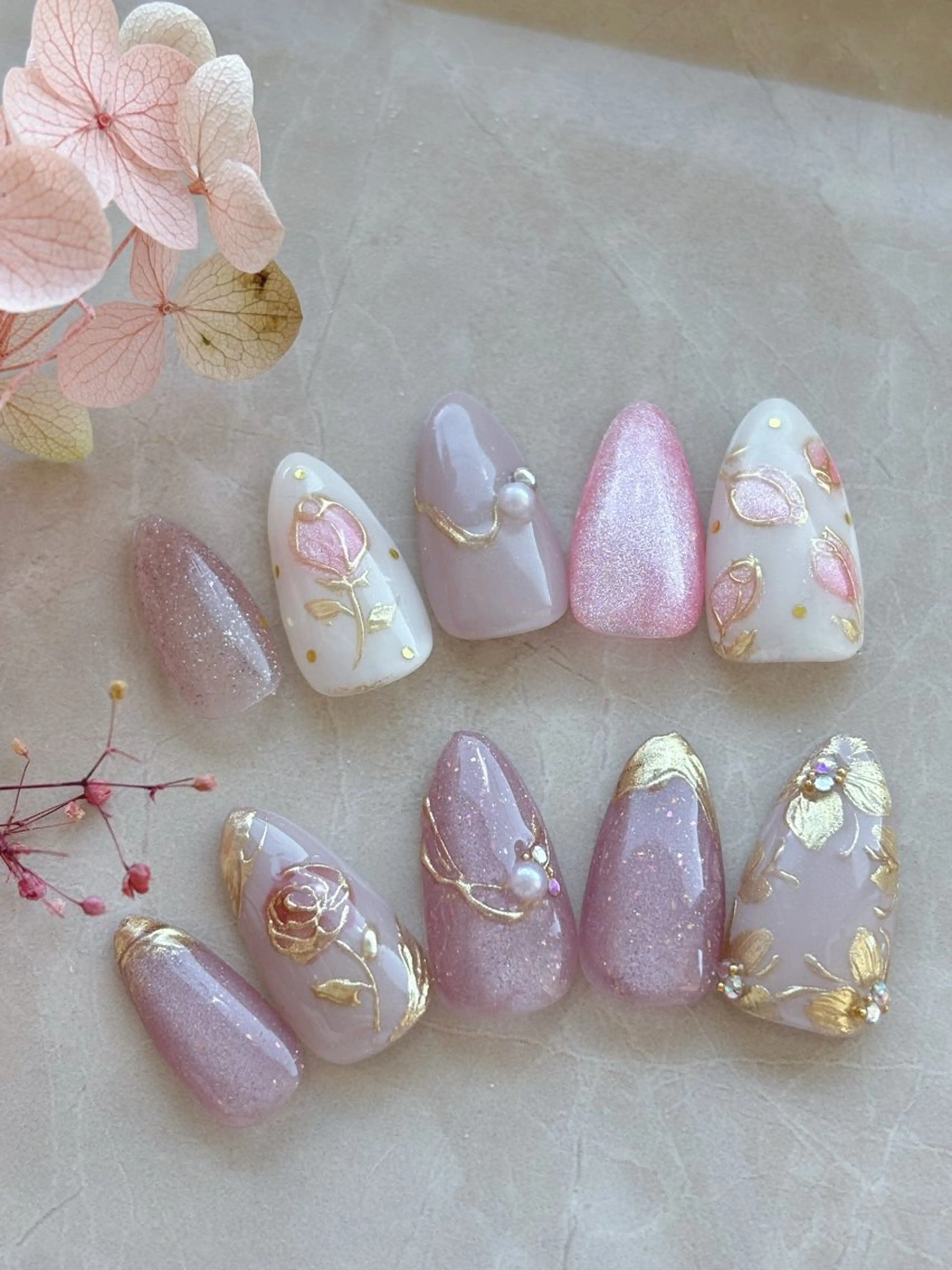 ネイル アートネイル 持ち込み 春ネイル ハンドネイル 認定講師/歴20年 パラジェル Growのネイルデザイン