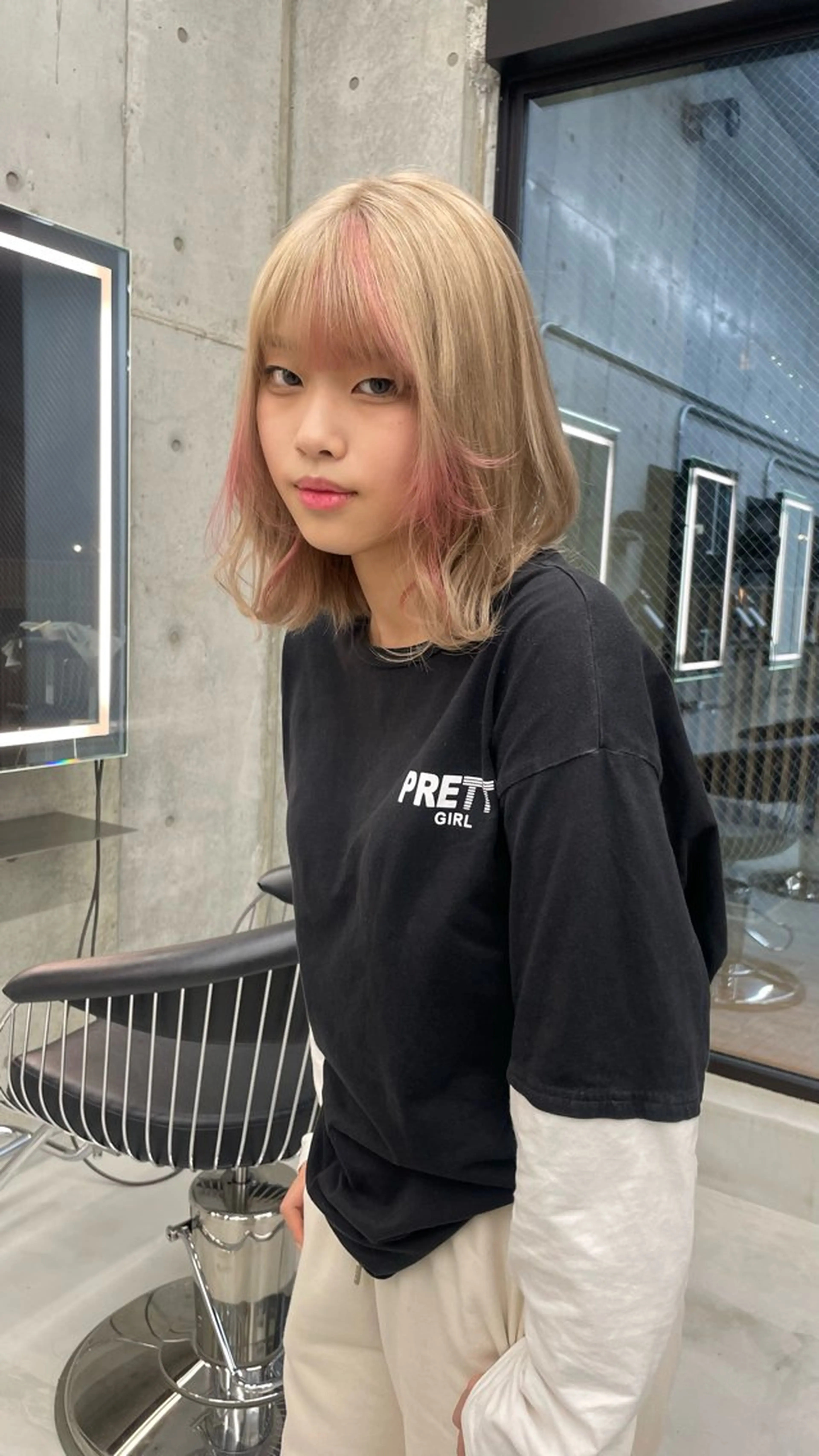 ミディアム カラー ピンクカラー 韓国風ヘア 外ハネヘア 薬院浄水通/ショート /ボブ/rukaのヘアスタイル