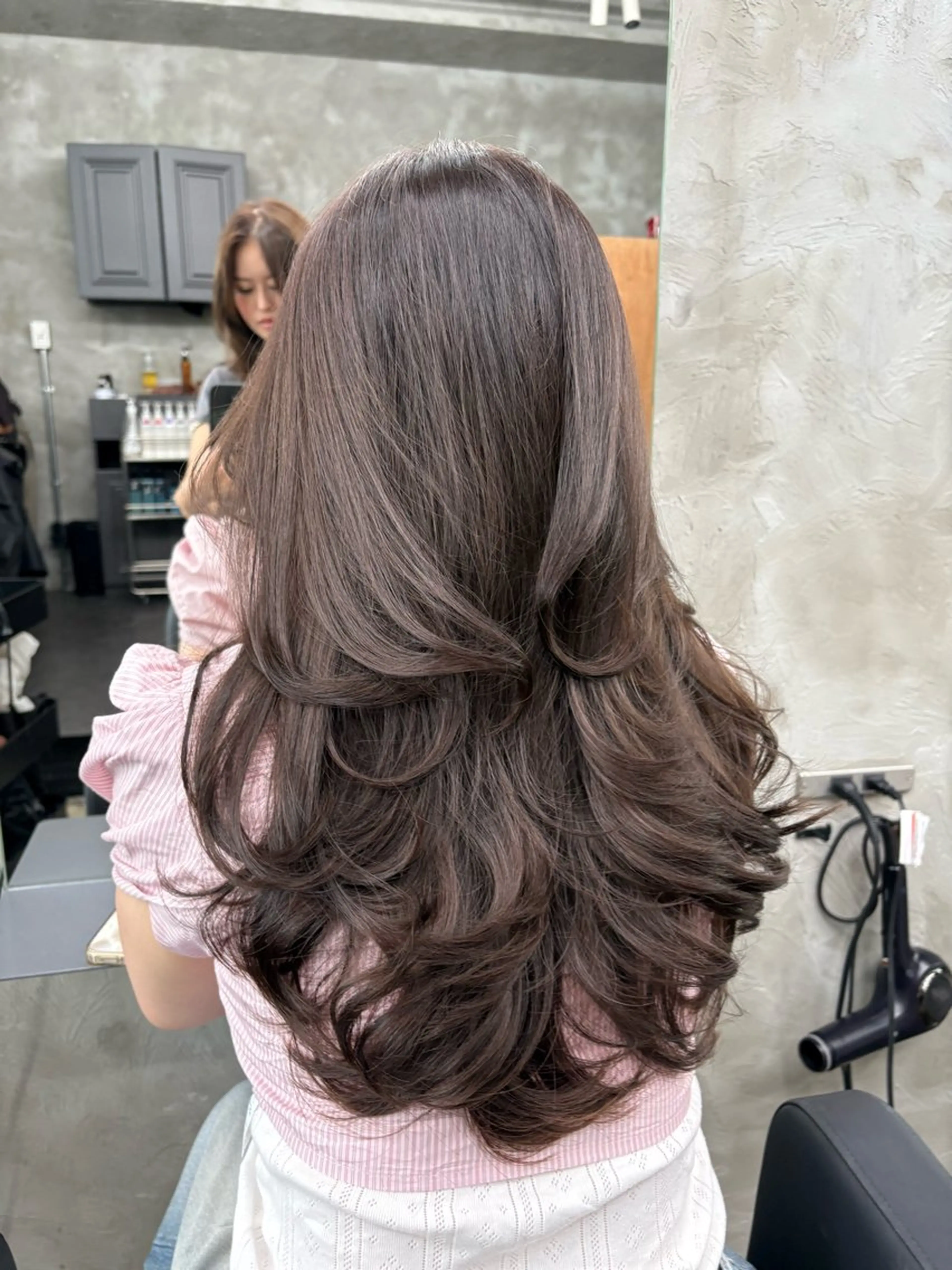 セミロング カラー カット ヘアカラー ハイライト、レイヤー カット/西梅田/中西のヘアスタイル