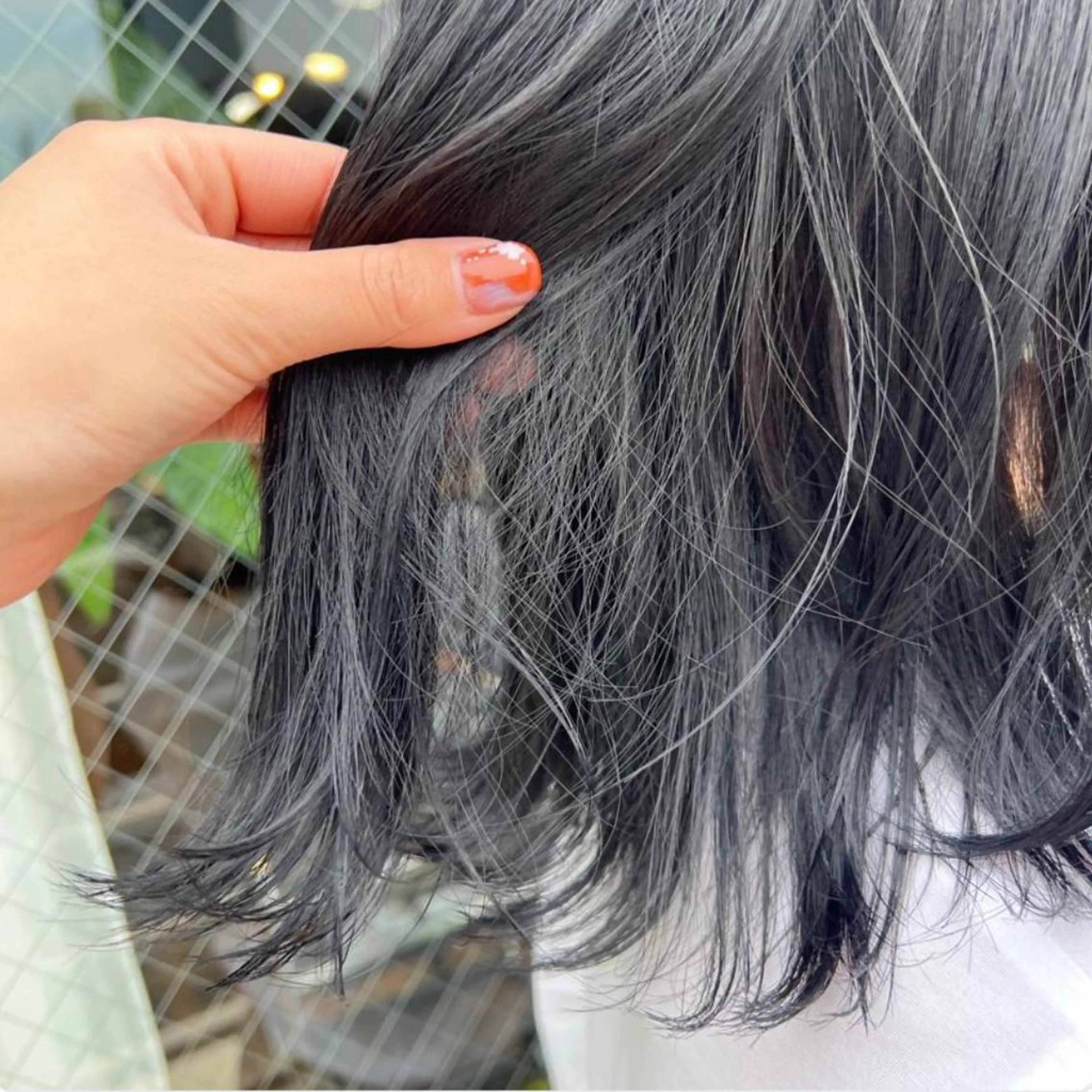 ミディアム カラー 黒髪 ブルーカラー ブルーブラック 🎀ダブルカラー/ ピンク×ガーリー🎀のヘアスタイル