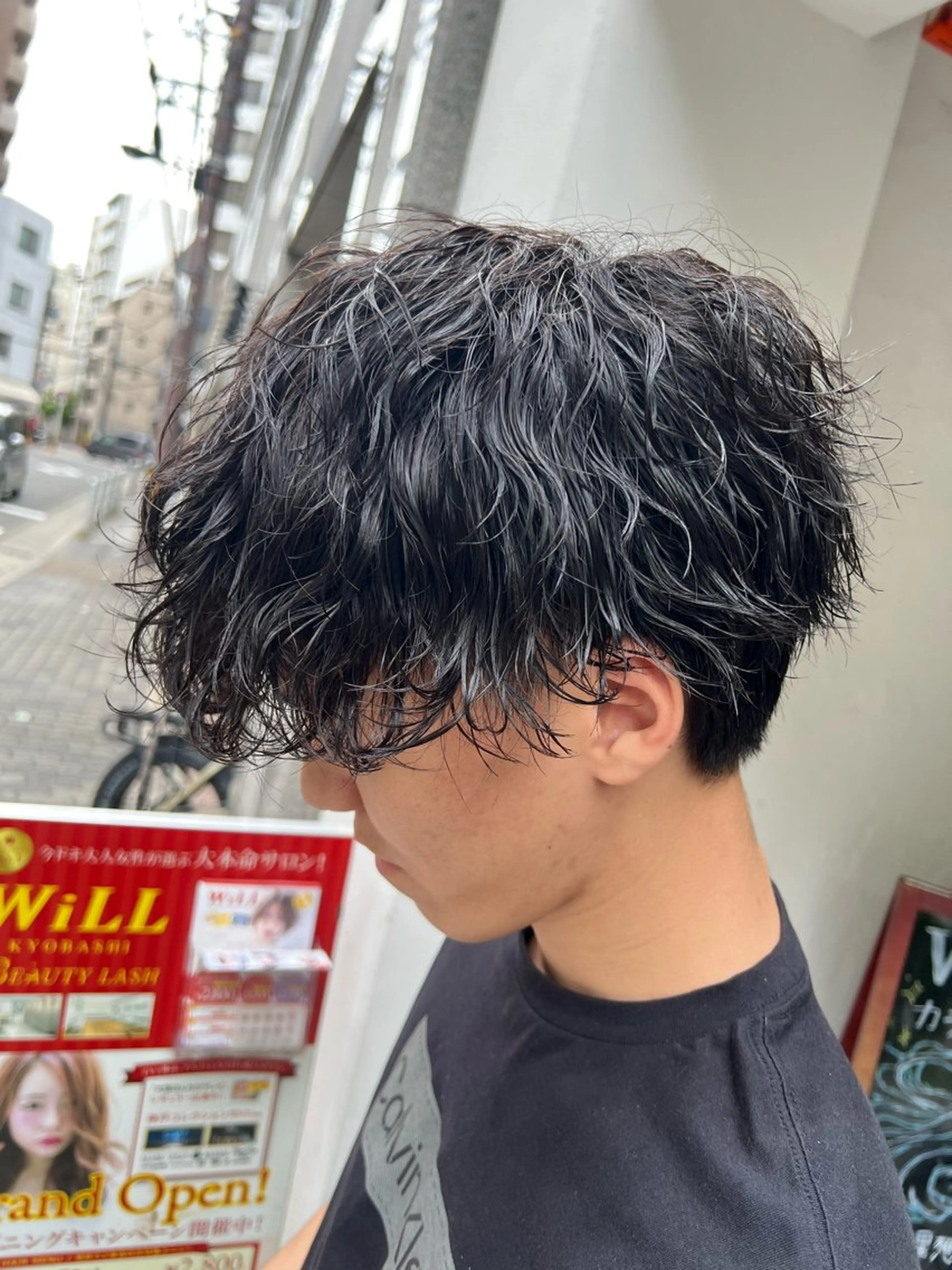 ミディアム パーマ メンズ ミディアムパーマ メンズパーマ 波巻きパーマ スパイラルパーマ メンズパーマ特化型 /京橋/栗野京弥のヘアスタイル