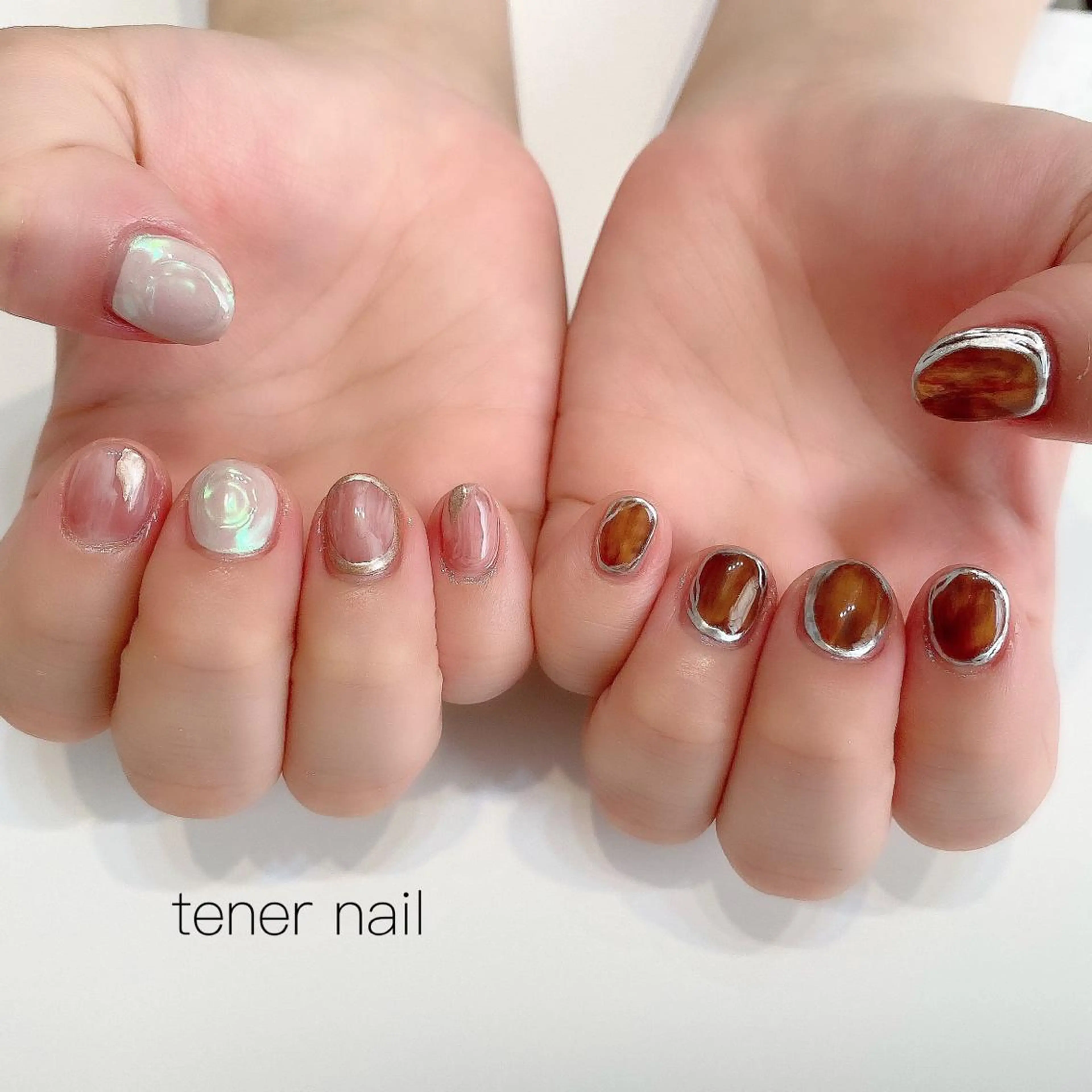ネイル オーロラネイル べっ甲ネイル ニュアンスネイル tener  nail  テネルネイル所属・テネルネイル tener nailのネイルデザイン