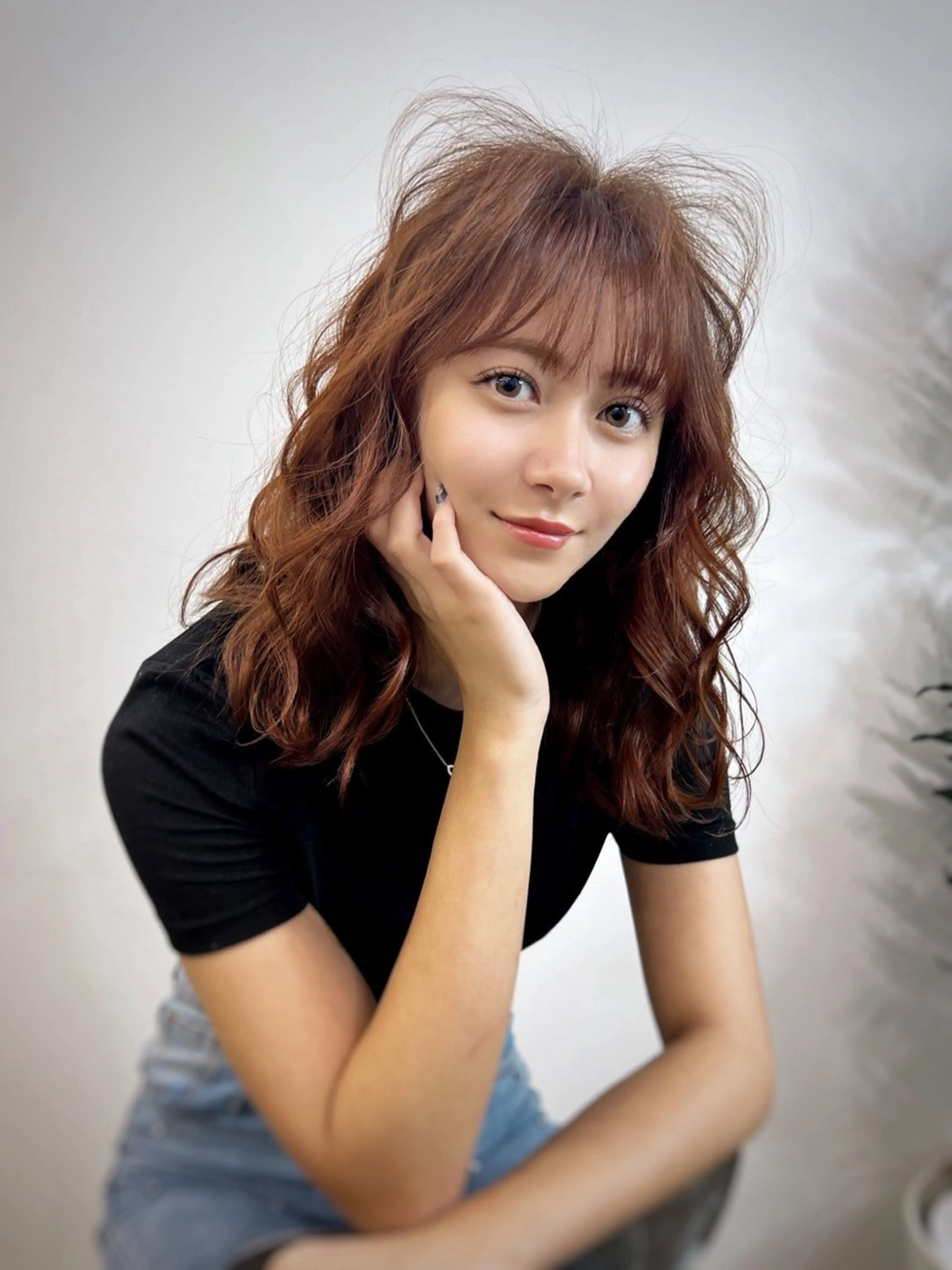 ロング パーマ 武田涼レイヤーカット 髪質改善×縮毛矯正のヘアスタイル