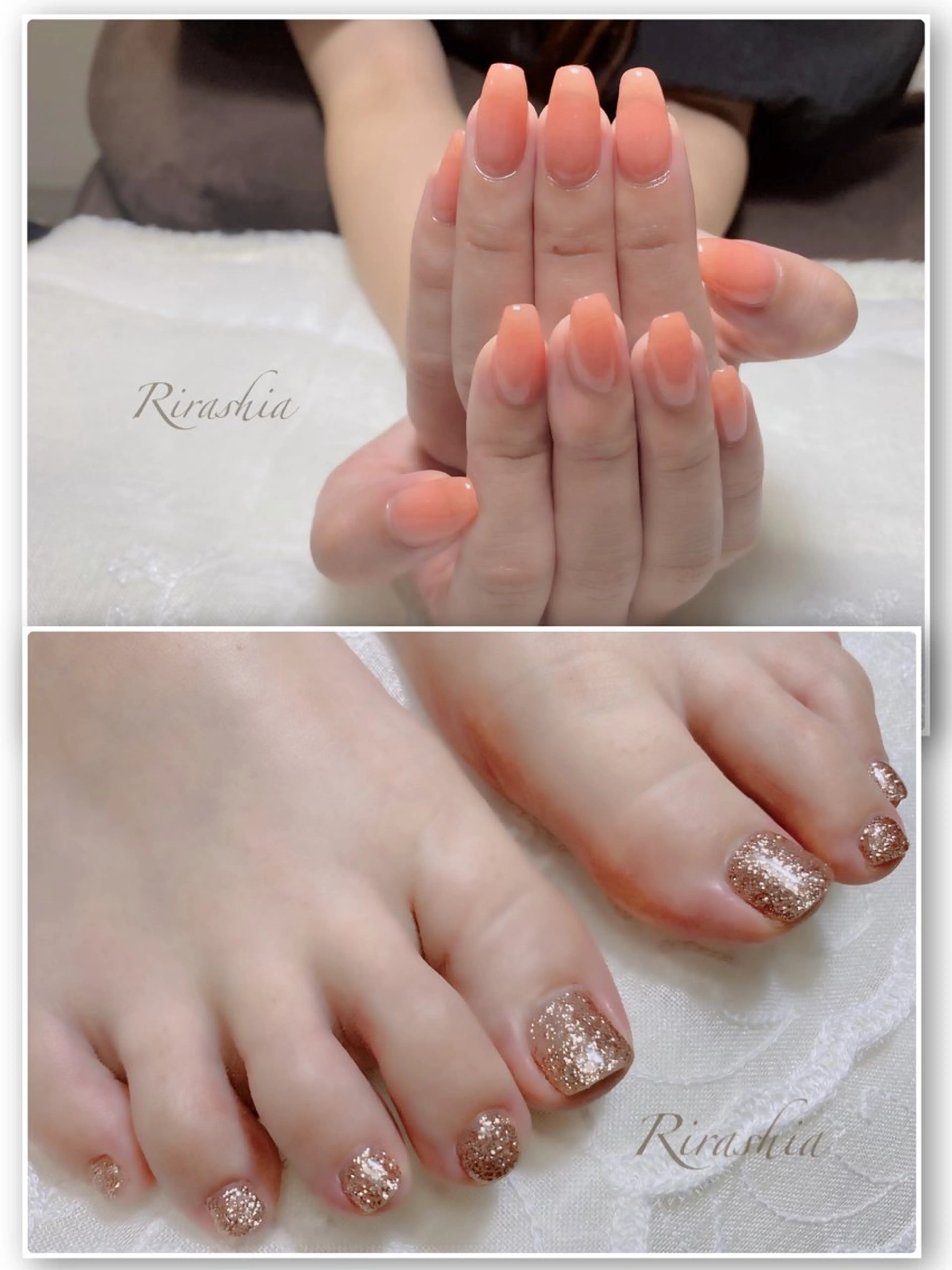 ハンド&フット【ワンカラーorラメ/オフ込】《初回10%OFF》(ケア&保湿マッサージ付)+選べるアロマ/フットバス付の写真