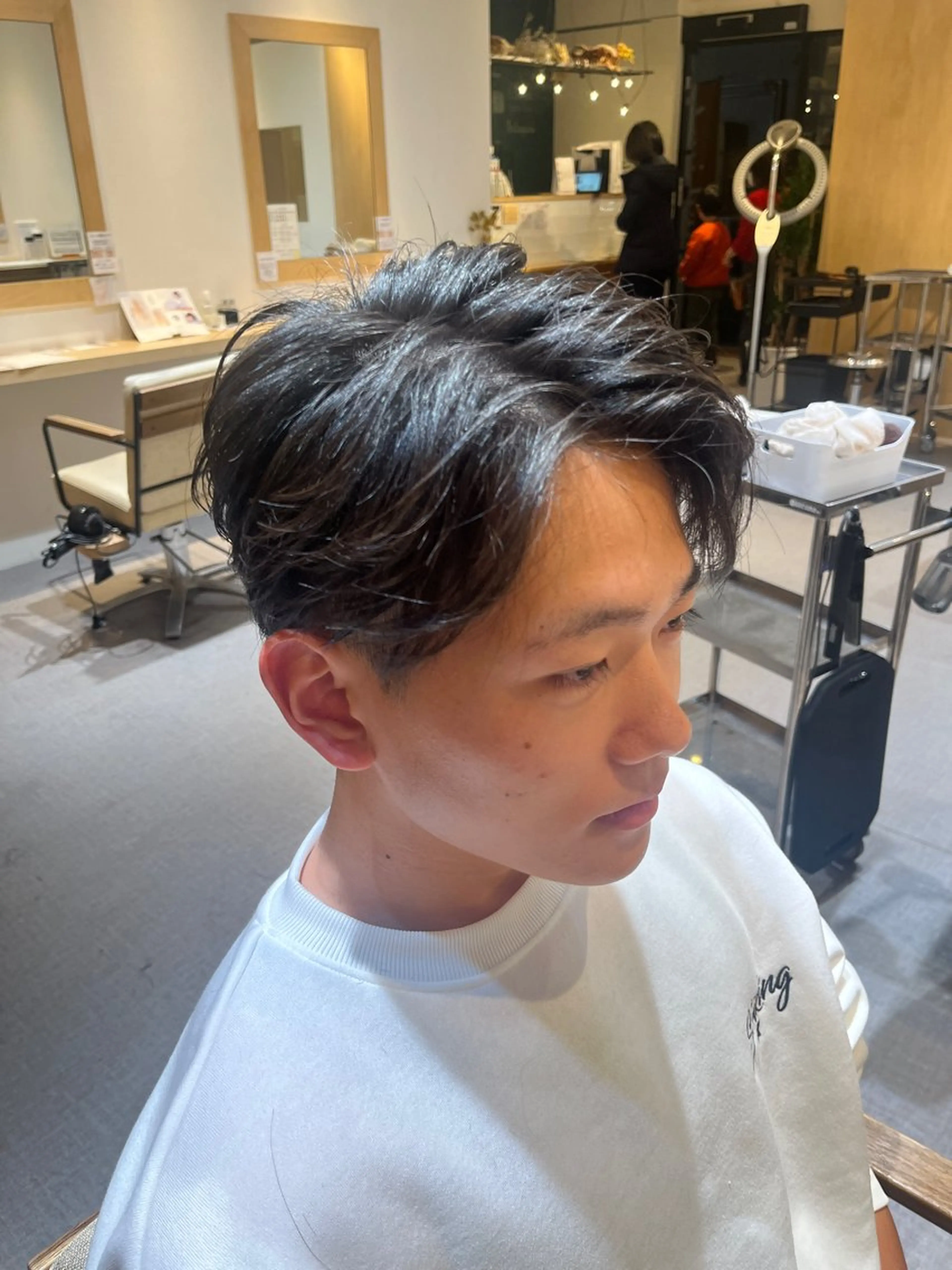 ショート パーマ メンズ レディースカット モデル募集中/田中楓のヘアスタイル