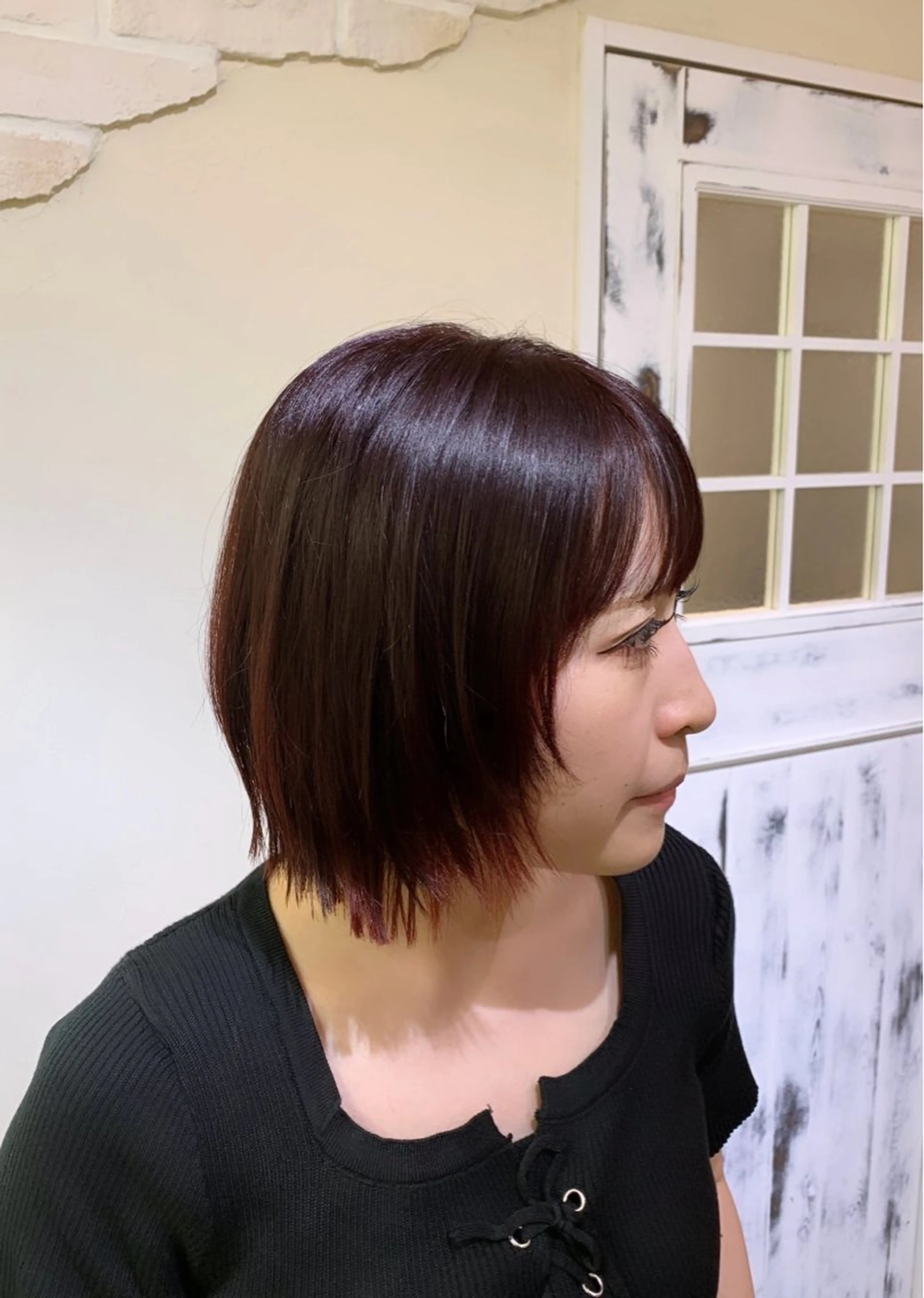 ショート ボブレイヤー ボブ レイヤーカット カット ヘアカラー 越冨 晃平のヘアスタイル