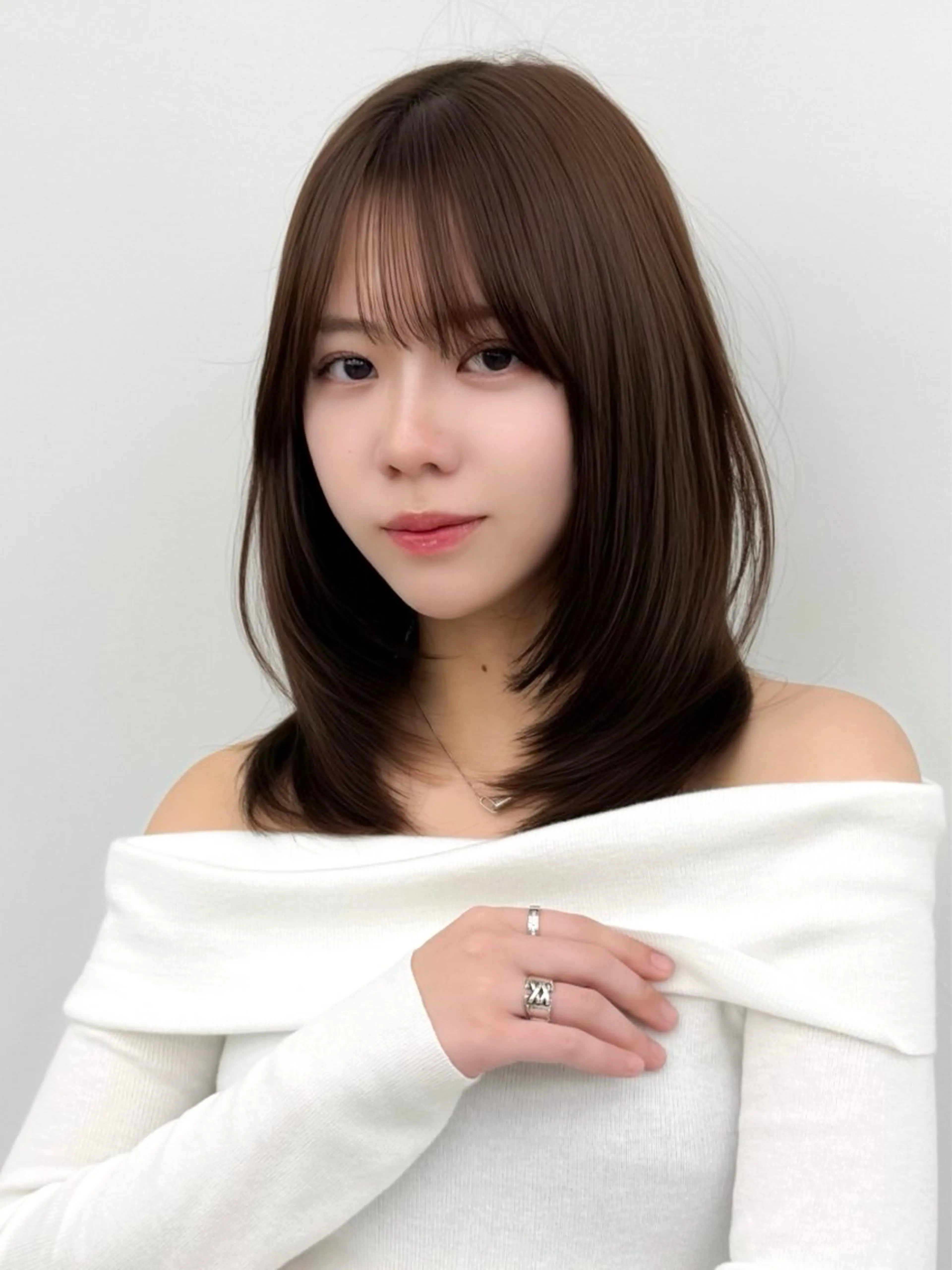 ミディアム カラー ヘアアレンジ カット ヘアカラー トリートメント 顔周り&ミディアム 特化/池袋/kokiのヘアスタイル