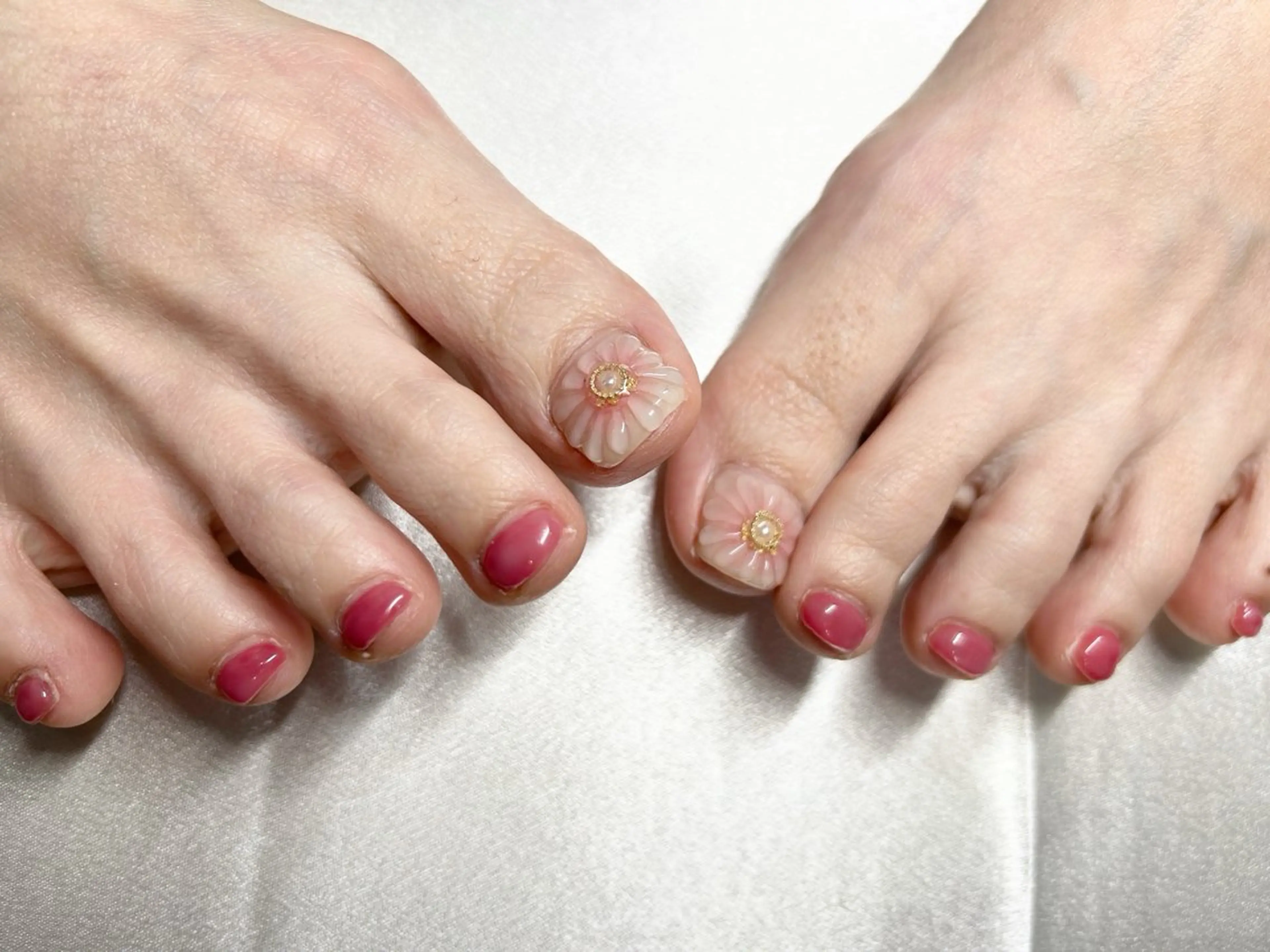 ネイル チークネイル 桜ネイル フラワーネイル フットネイル ぷっくりネイル Forca total studio所属・Forca Airaのネイルデザイン