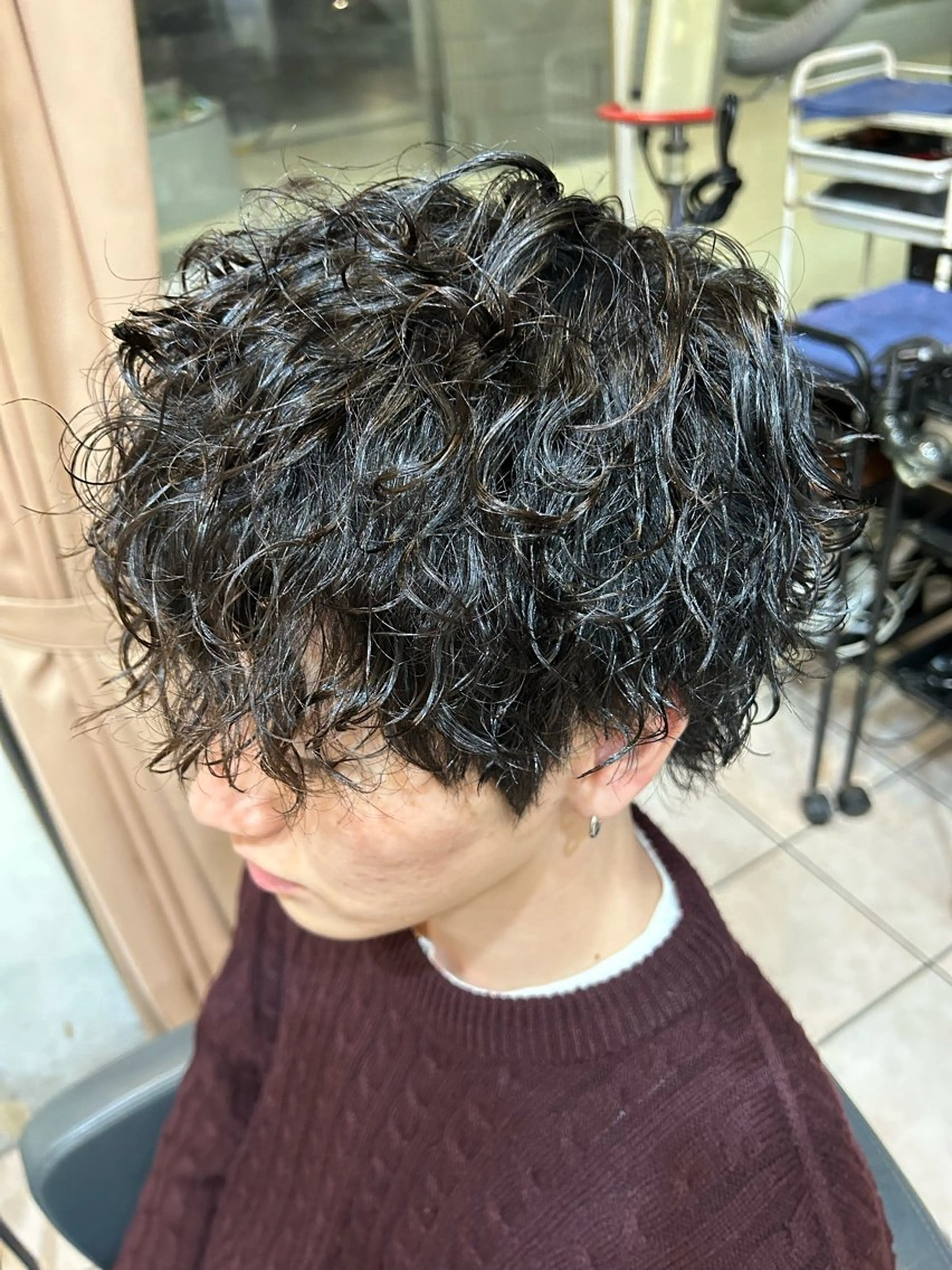 ミディアム パーマ メンズ 大阪/梅田/シャドウ パーマ/ノボリユウタのヘアスタイル