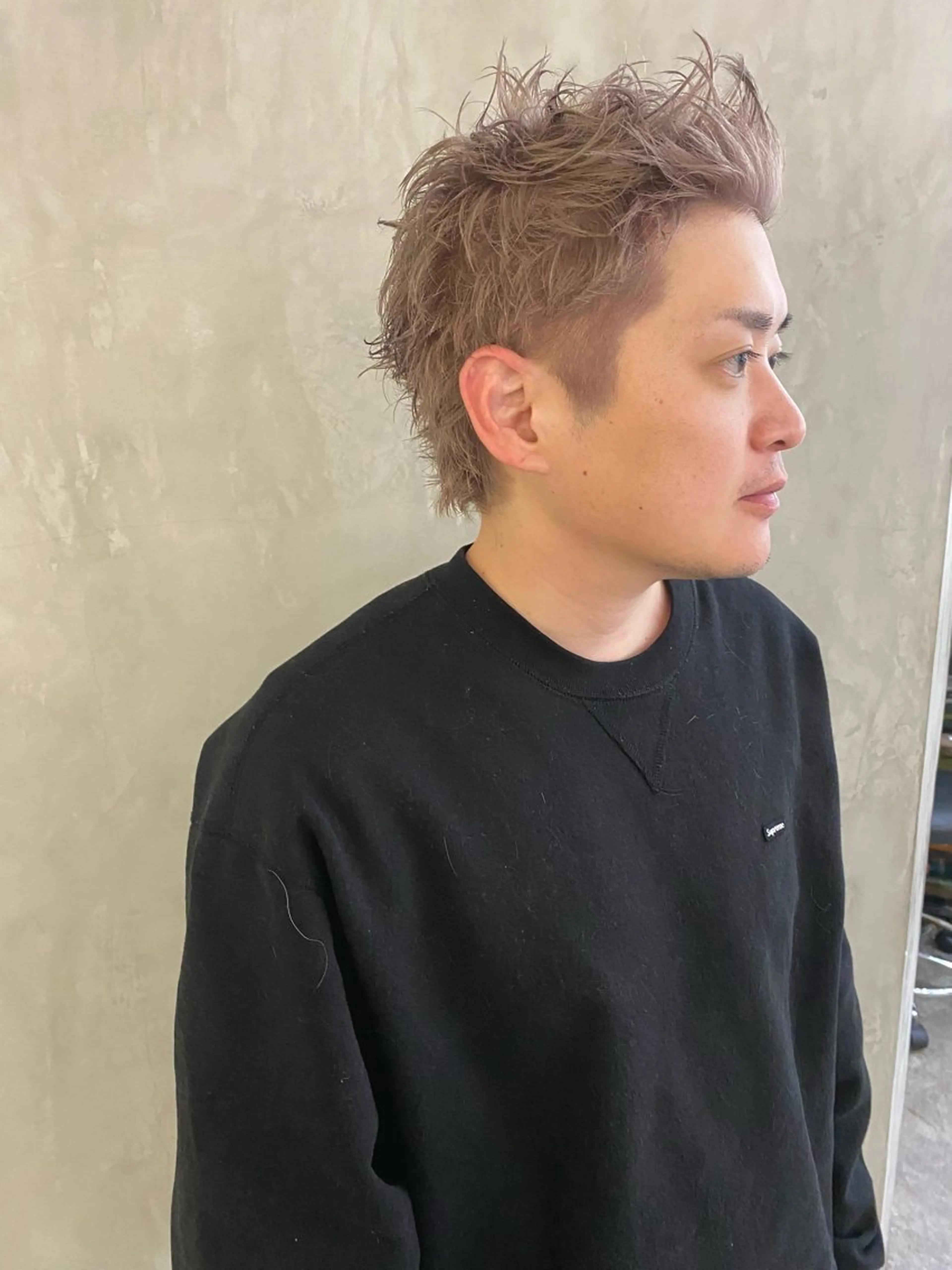 ショート カラー メンズ メンズハイトーン スパイキーショート ベージュカラー ハイトーンカラー ミルクティーベージュ カット ヘアカラー トリートメント 森貴裕/ベージュ/ パーマ/オリーブのヘアスタイル