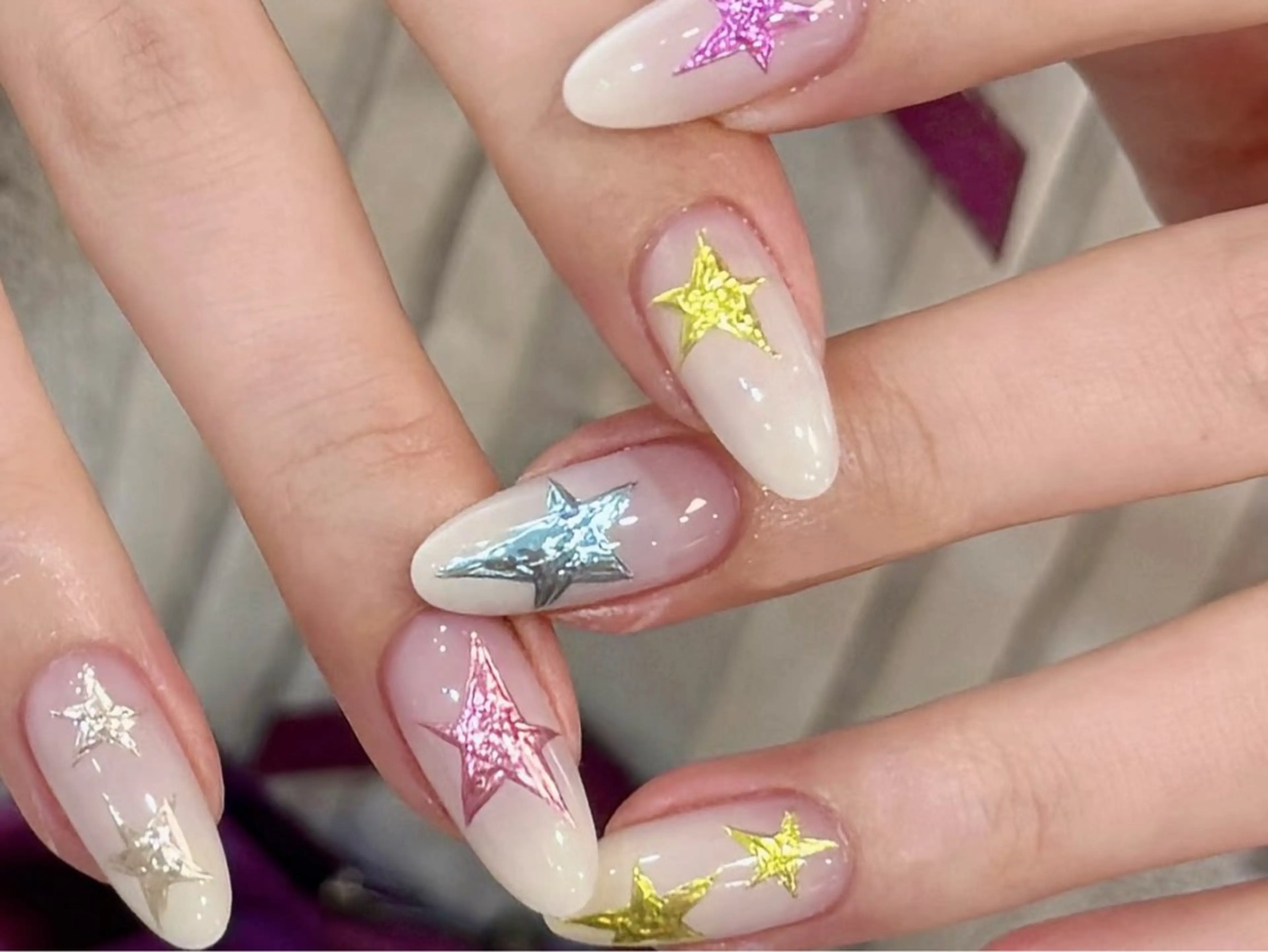 ネイル アートネイル オーロラネイル チークネイル フレンチネイル ガラスフレンチ ハンドネイル 🎀🎀YooLi Nail Salonのネイルデザイン