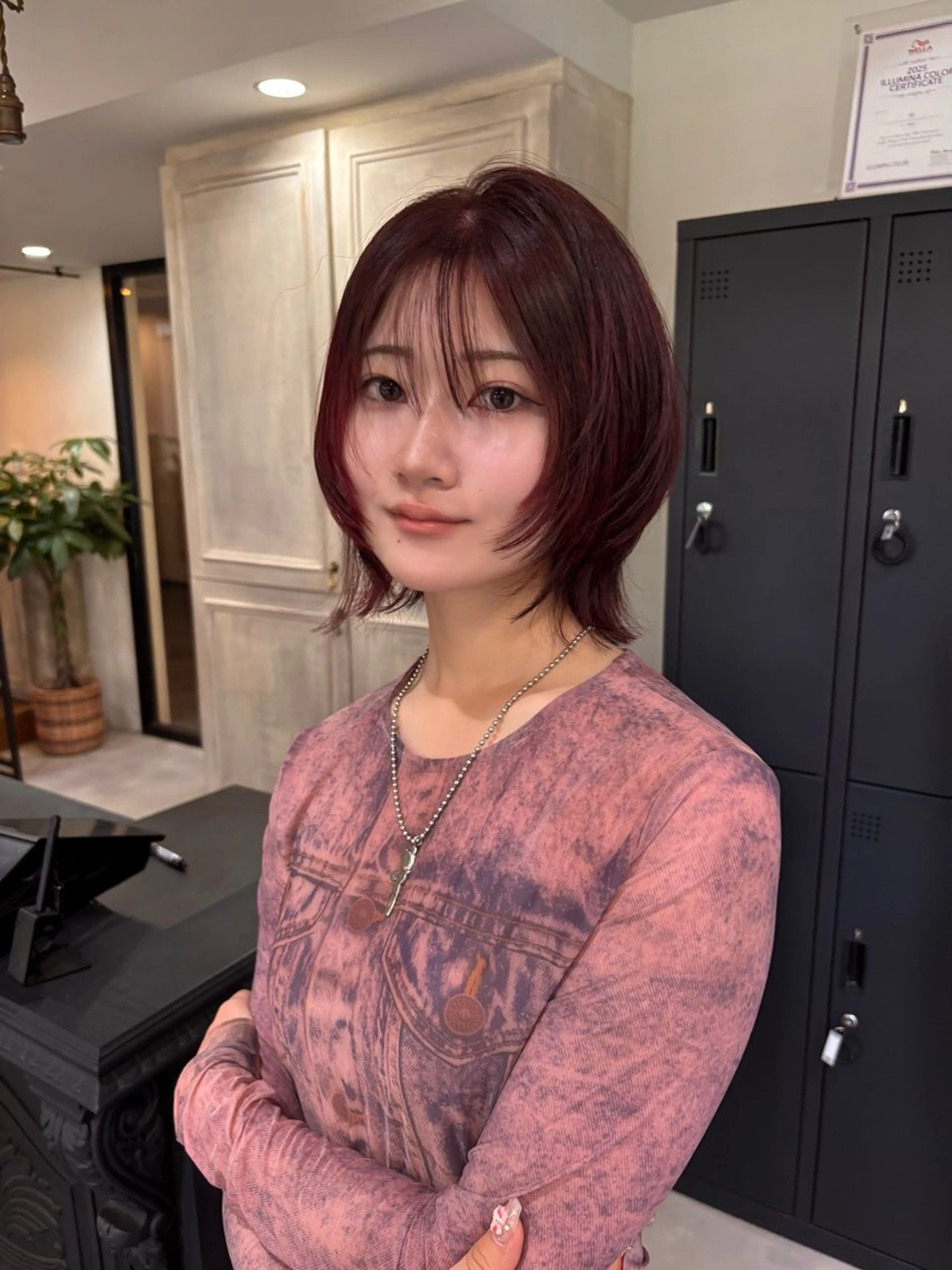 ミディアム カット ヘアカラー 梅田韓国ヘア kiara🩷彡のヘアスタイル