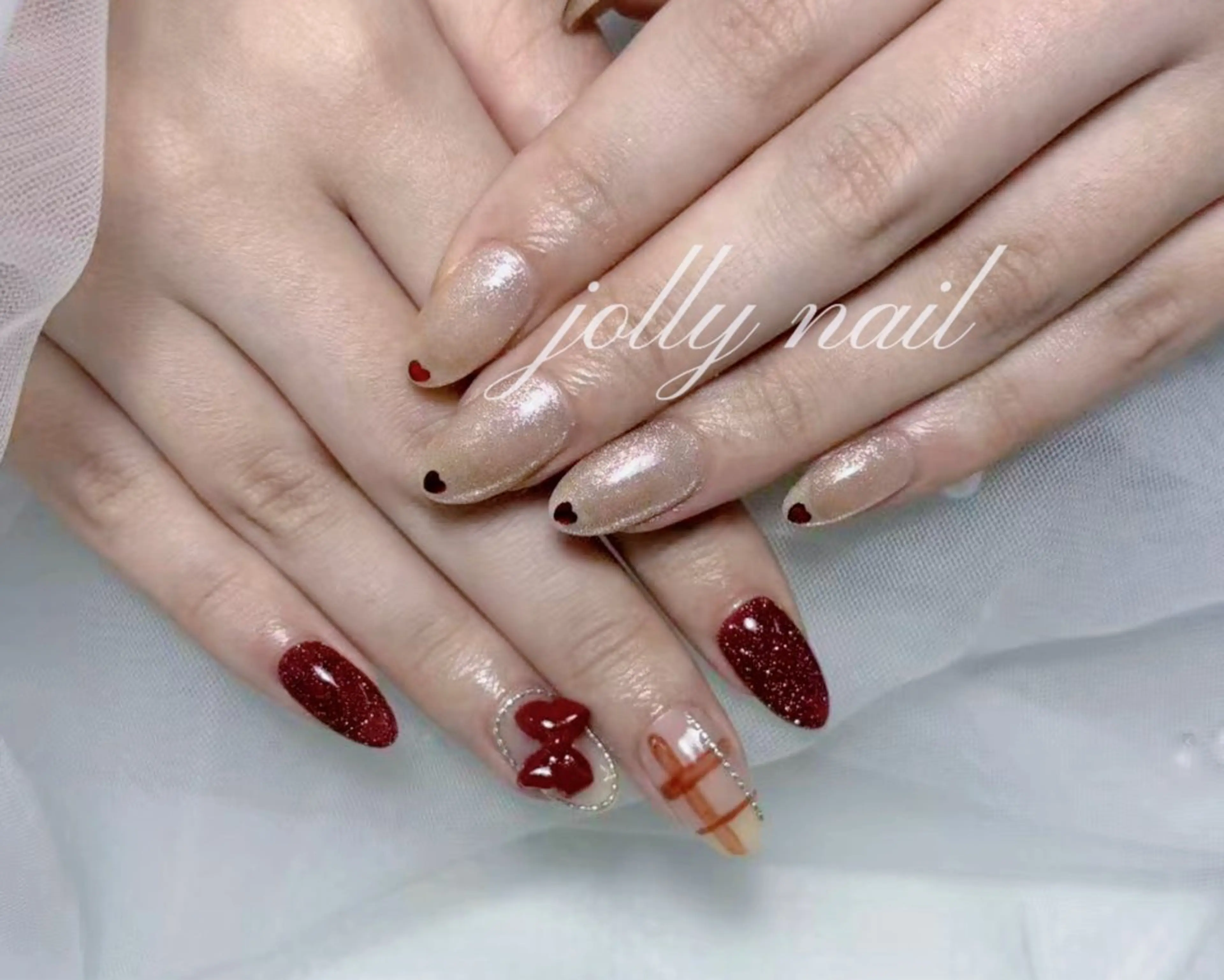 ネイル ハンドネイル Jolly チップ長さだしのネイルデザイン