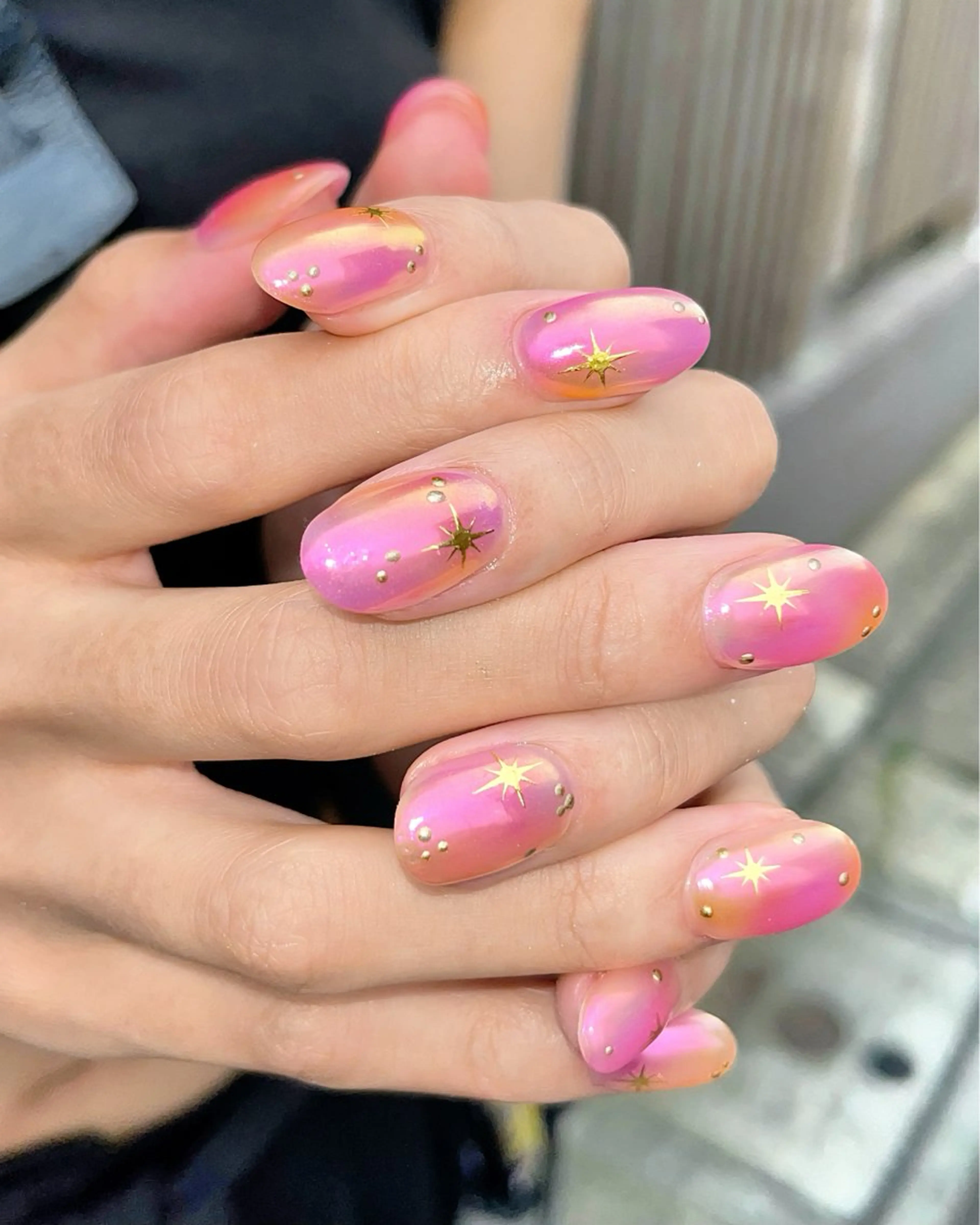 ネイル オーロラネイル チークネイル ハート ミラーネイル リボン ハンドネイル 🫧OPELIA NAIL渋谷🫧のネイルデザイン