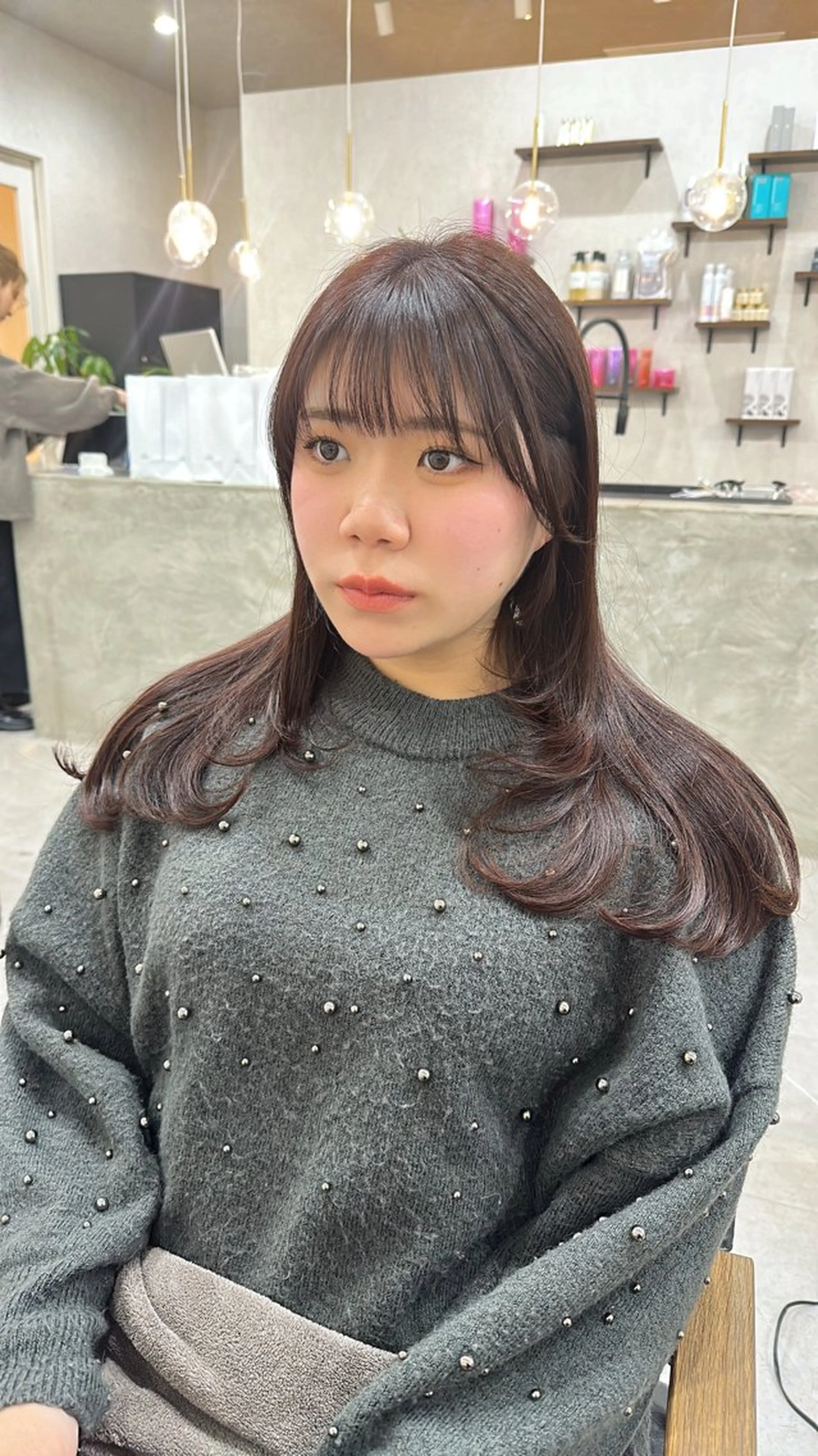 ロング カラー ブラウンカラー レッドカラー レッドブラウン レイヤーカット カット ヘアカラー stark 北川珠里のヘアスタイル