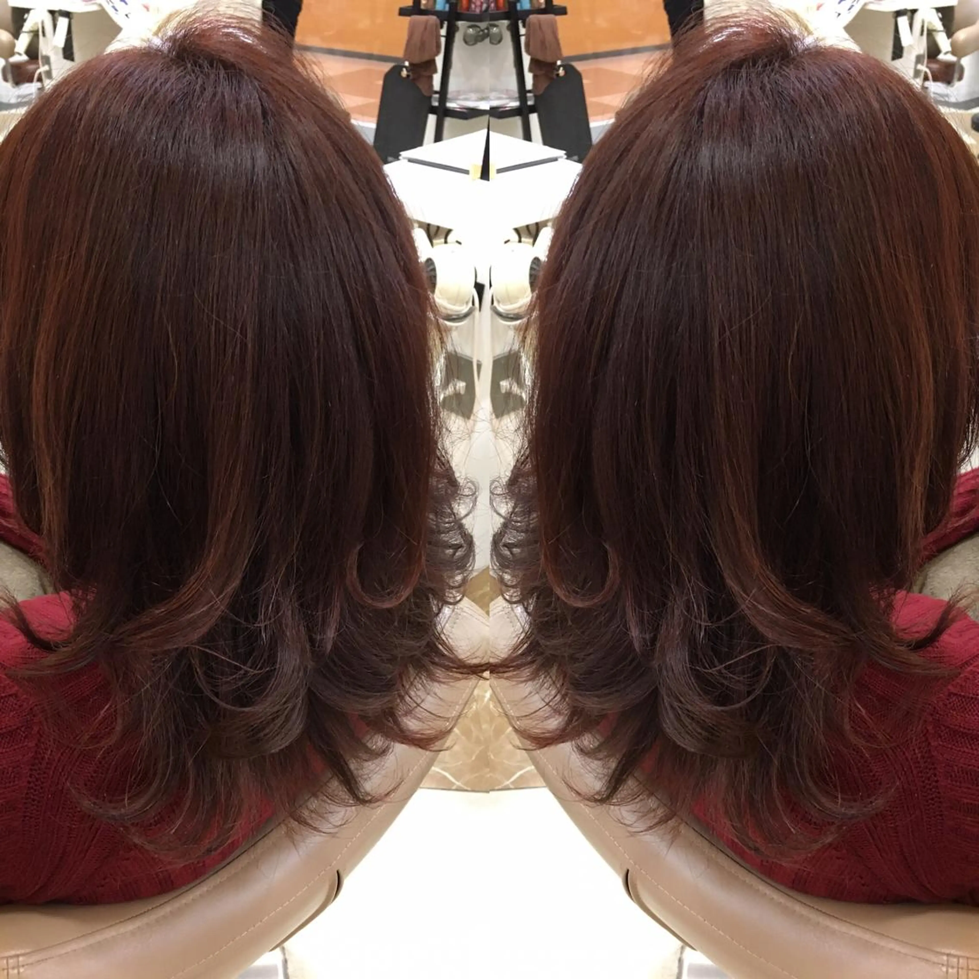 セミロング 外国人風カラー ハイレイヤー レイヤーカット 外ハネヘア カット ヘアカラー パーマ トリートメント 髪質改善 阪口 雄佑のヘアスタイル