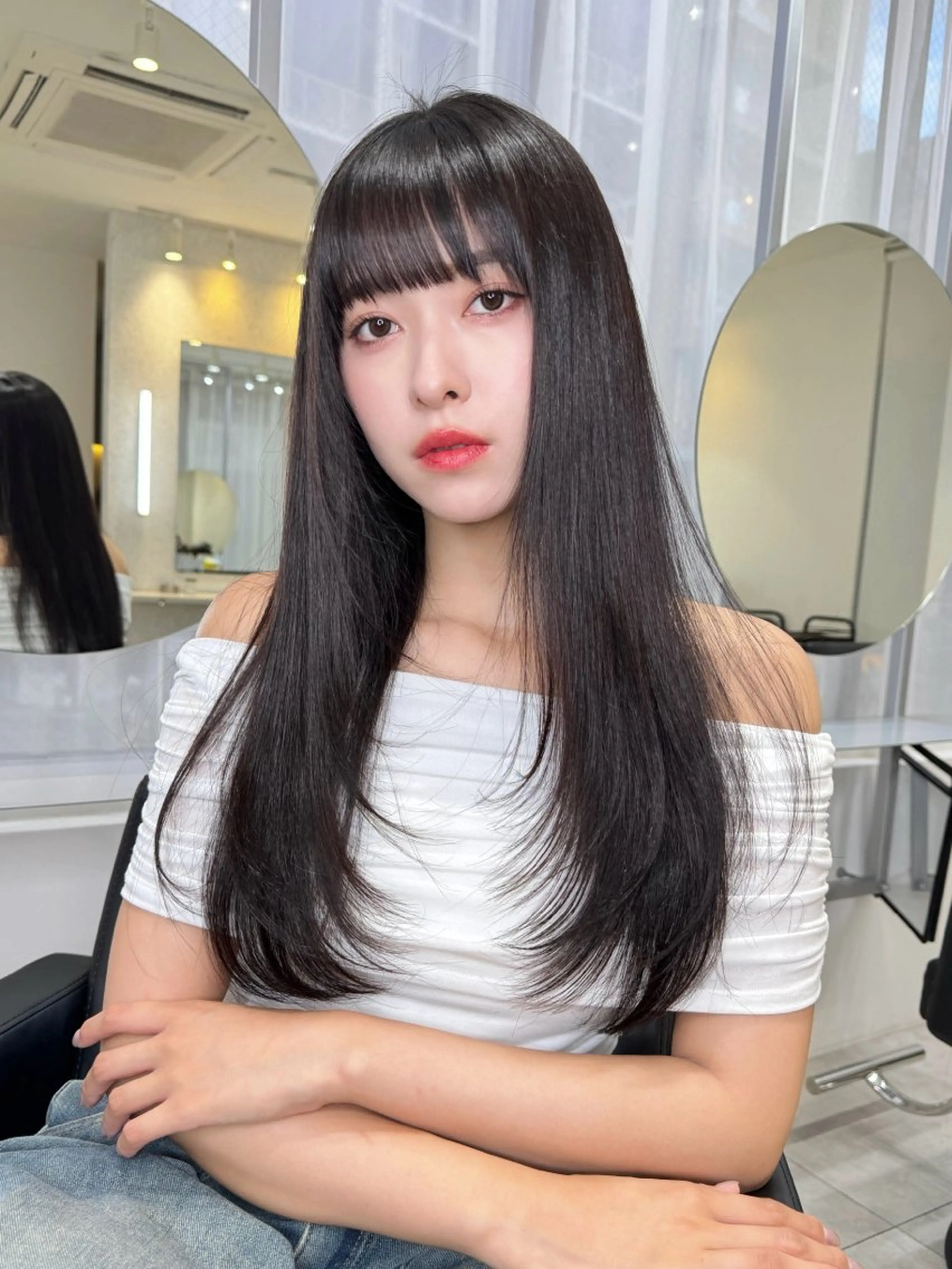 ロング カラー 韓国風ヘア レイヤーカット カット ヘアカラー 戸張 翔太のヘアスタイル