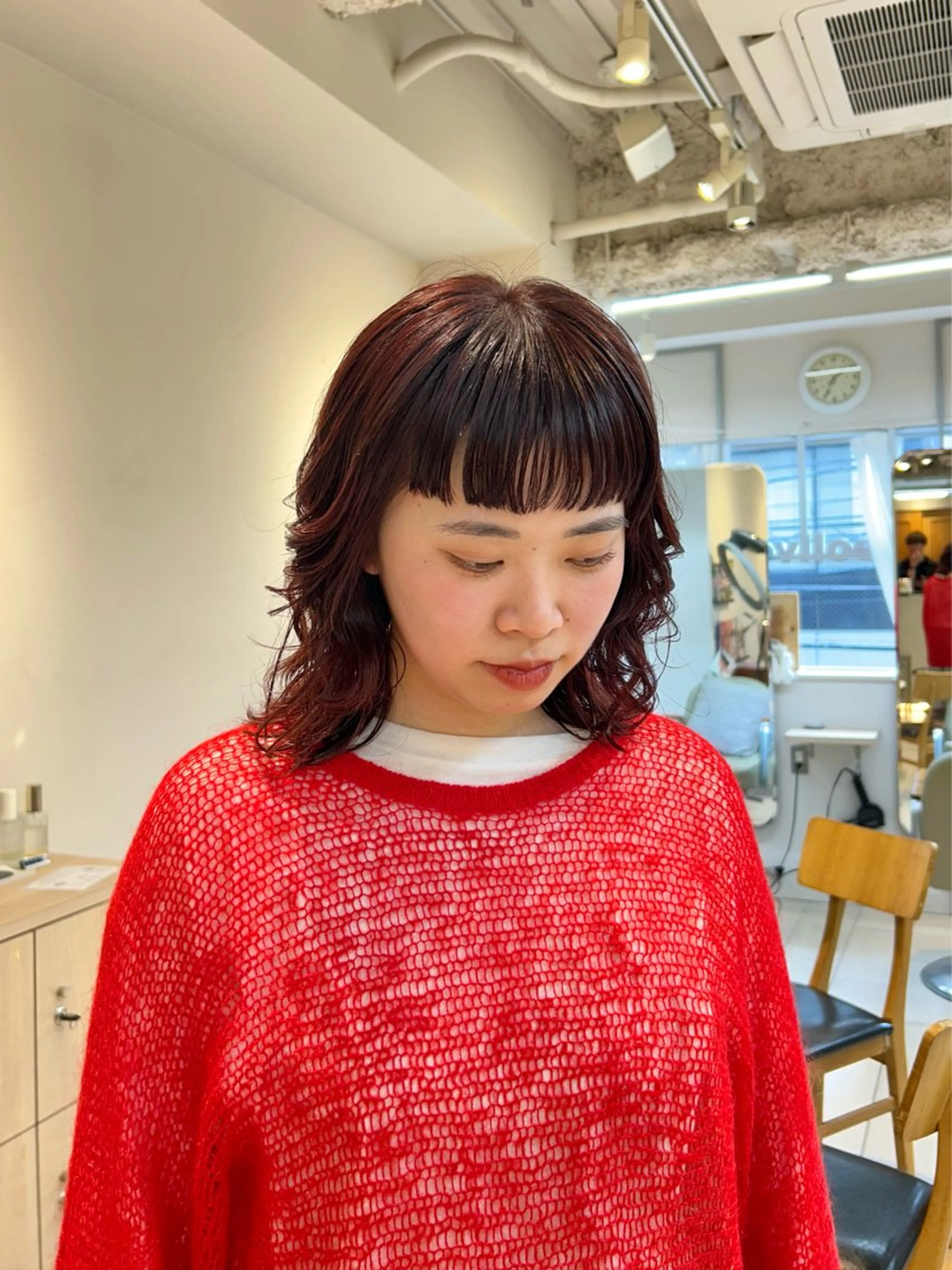 カラー ブリーチ ブリーチなしカラー レッドカラー moeka 表参道のヘアスタイル