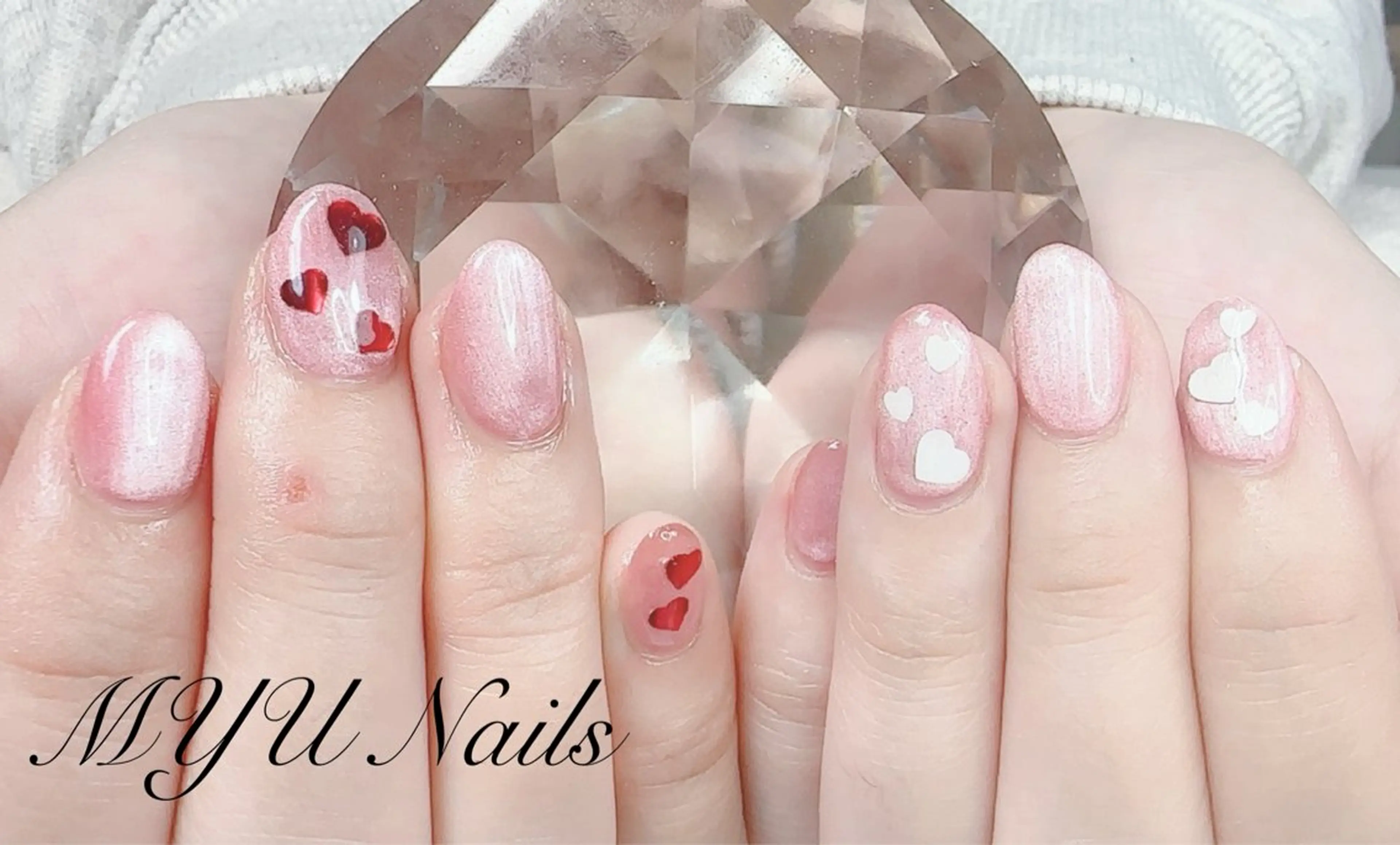 ネイル ジェルネイル ハート 持ち込み パラジェル ハンドネイル MYU Nails所属・MYU Nailsのネイルデザイン