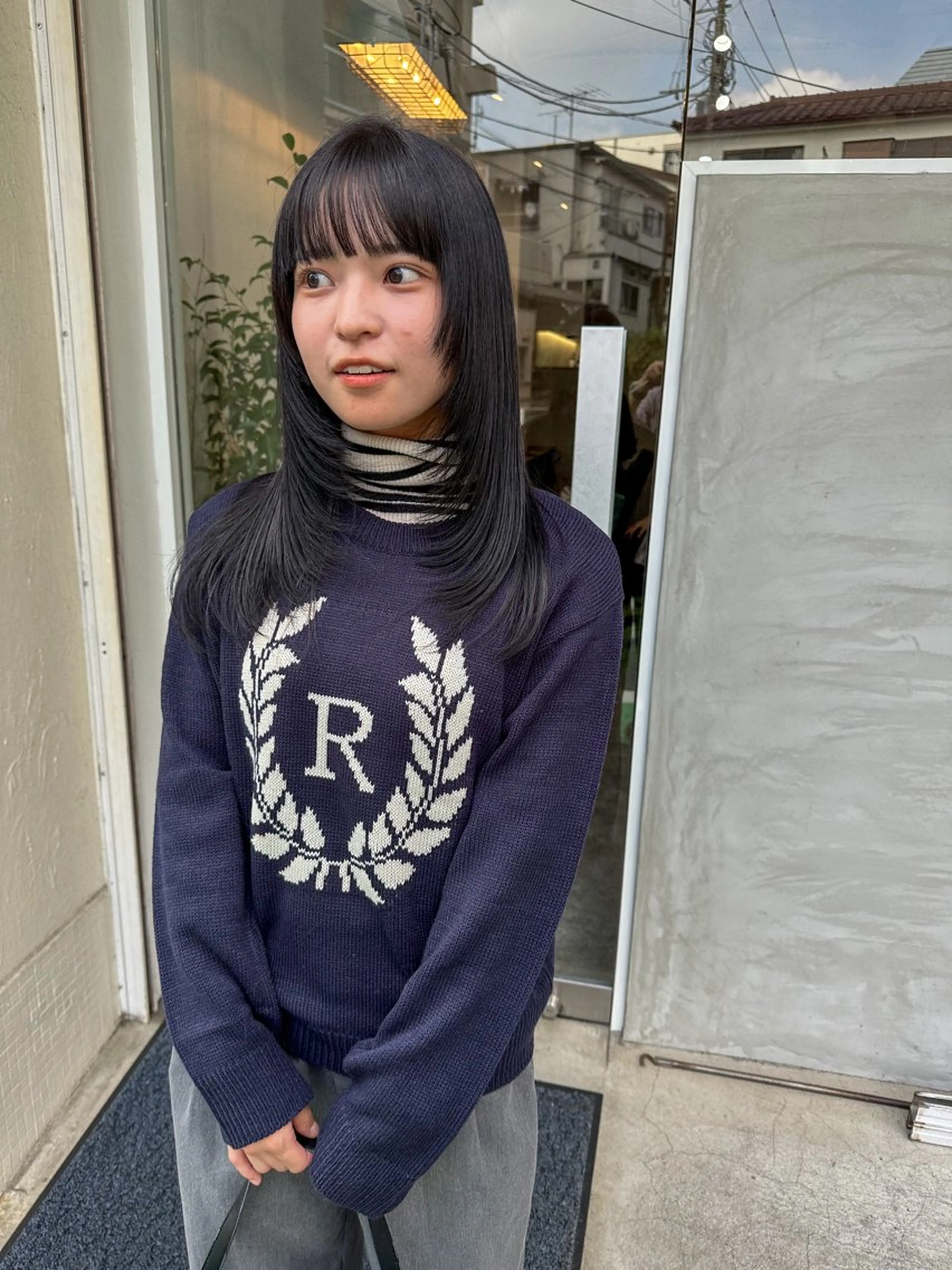 ミディアム カラー 顔まわりレイヤー レイヤーカット カット ヘアカラー トリートメント パーマ/透明感カラー /ボブ/吉田一生のヘアスタイル