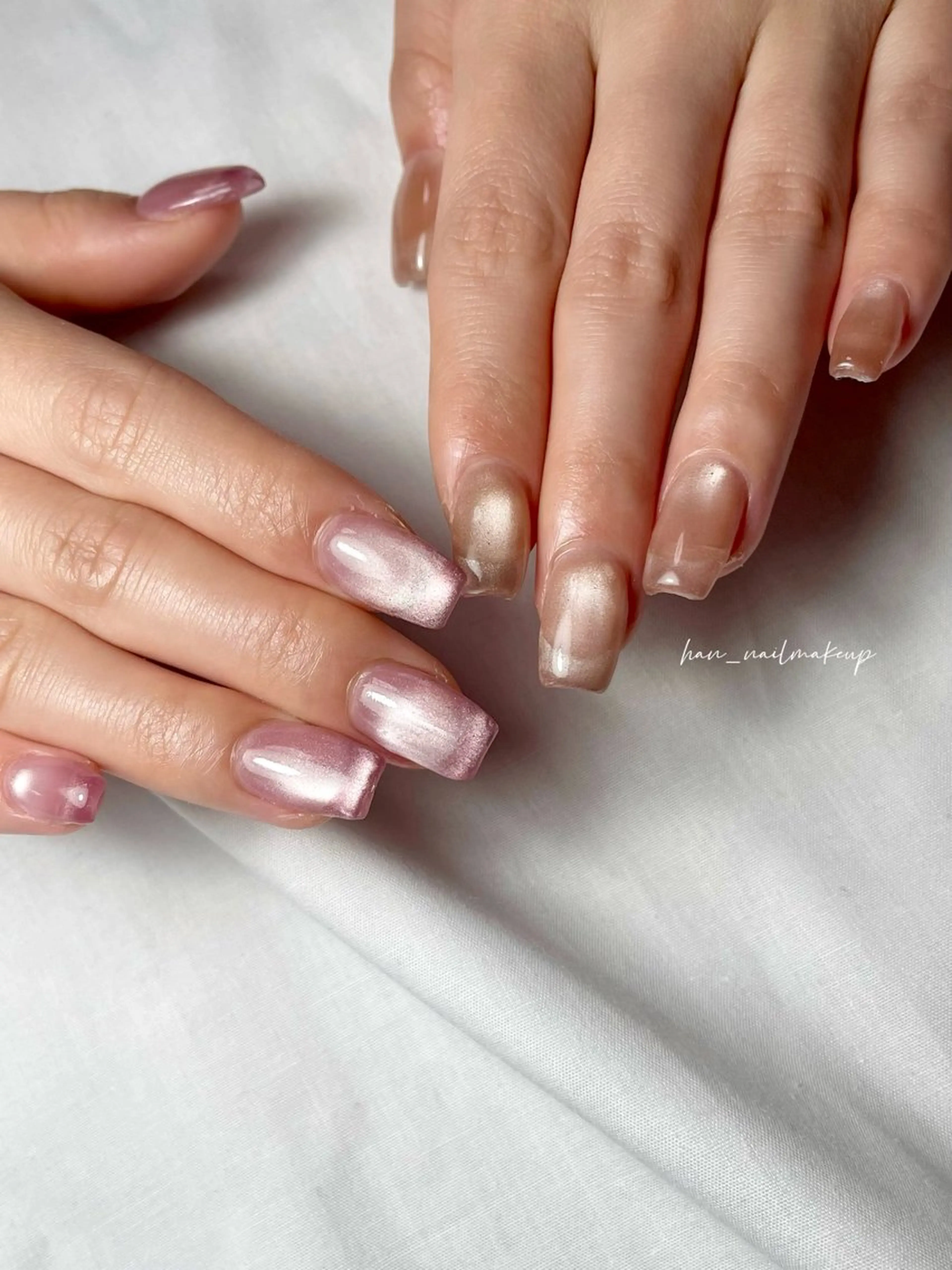 ネイル フレンチネイル マグネットネイル マグネットフレンチ ハンドネイル Han Nail 【y&m】のネイルデザイン