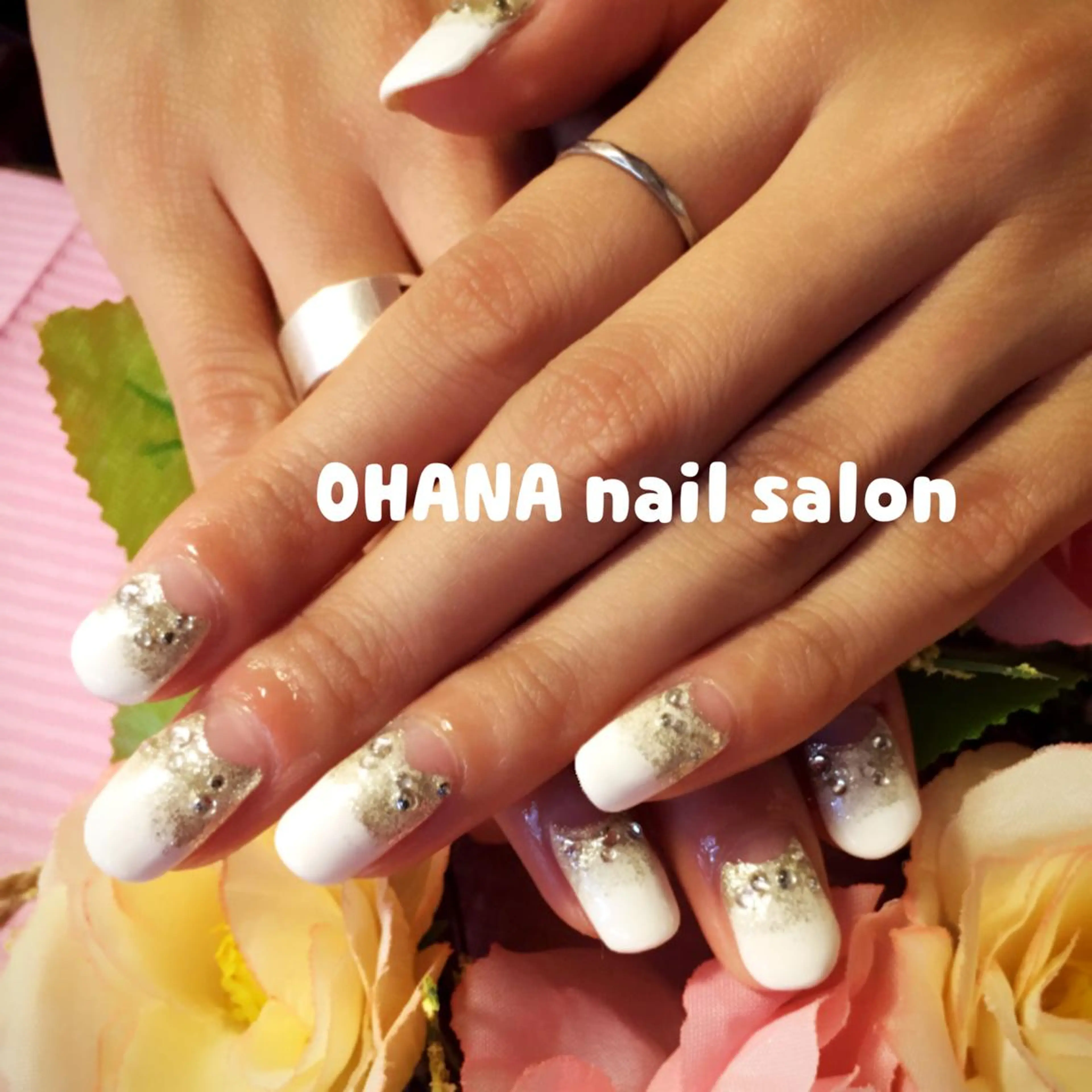 ネイル フレンチネイル ゴージャス キラキラネイル 逆フレンチ シンプルネイル 那覇🏝️台湾人 ネイリストSHIUのネイルデザイン