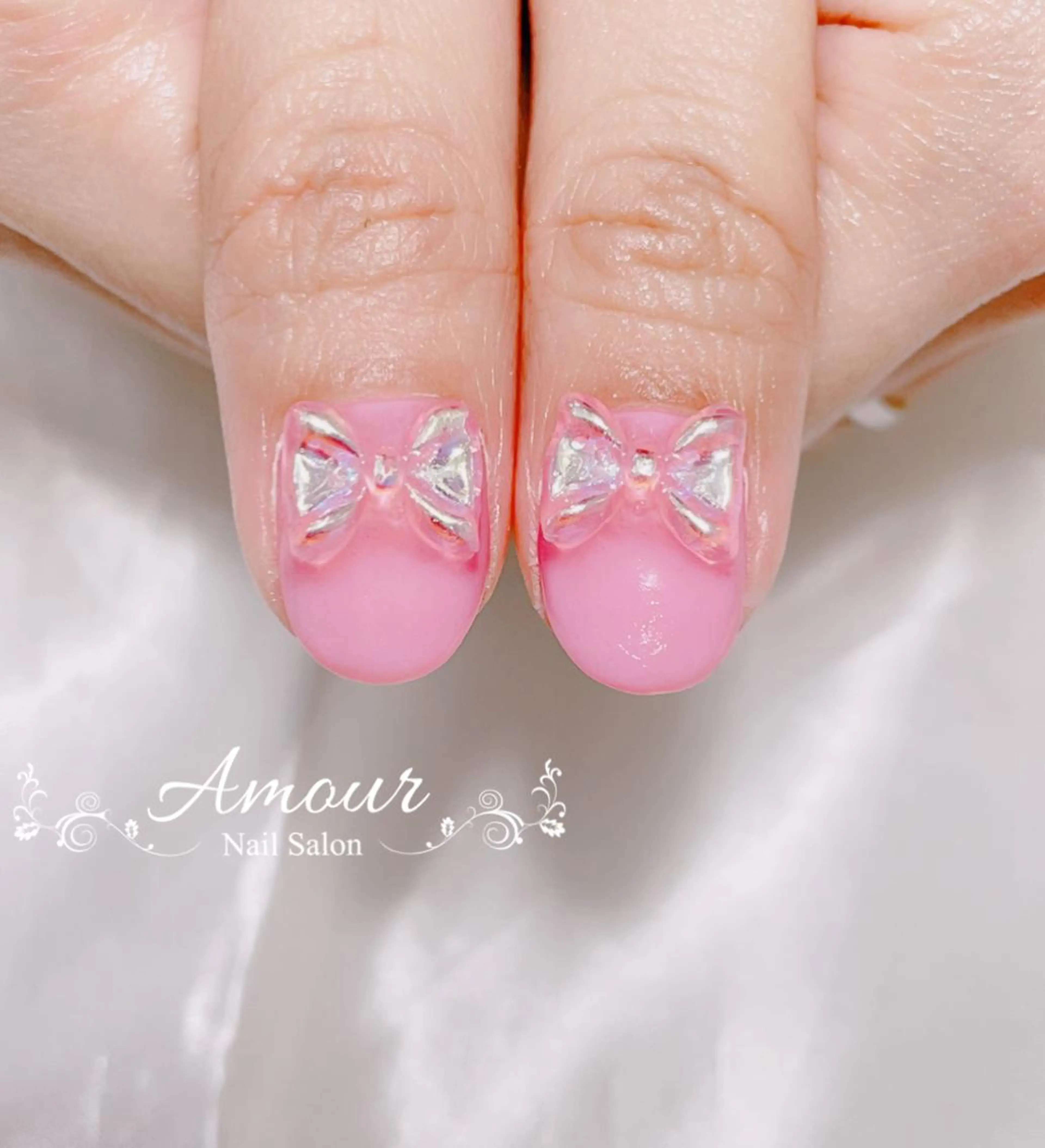 ネイル オーロラネイル リボン nailsalon ♡amour♡のネイルデザイン