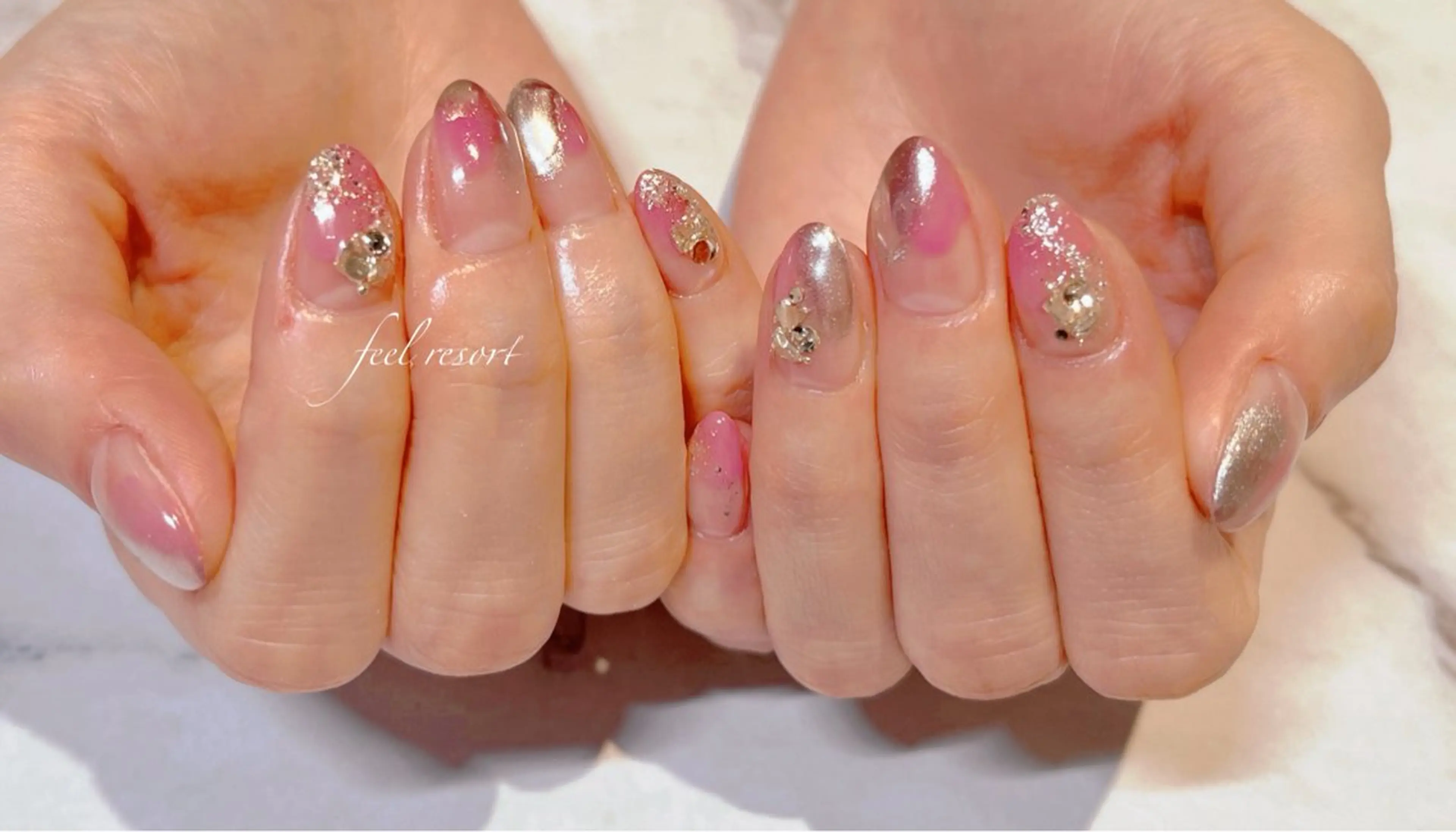 ネイル 長さ出し フットネイル フレンチネイル ジェルネイル ガラスフレンチ ハンドネイル Lien（リアン） 銀座駅6分のネイルデザイン