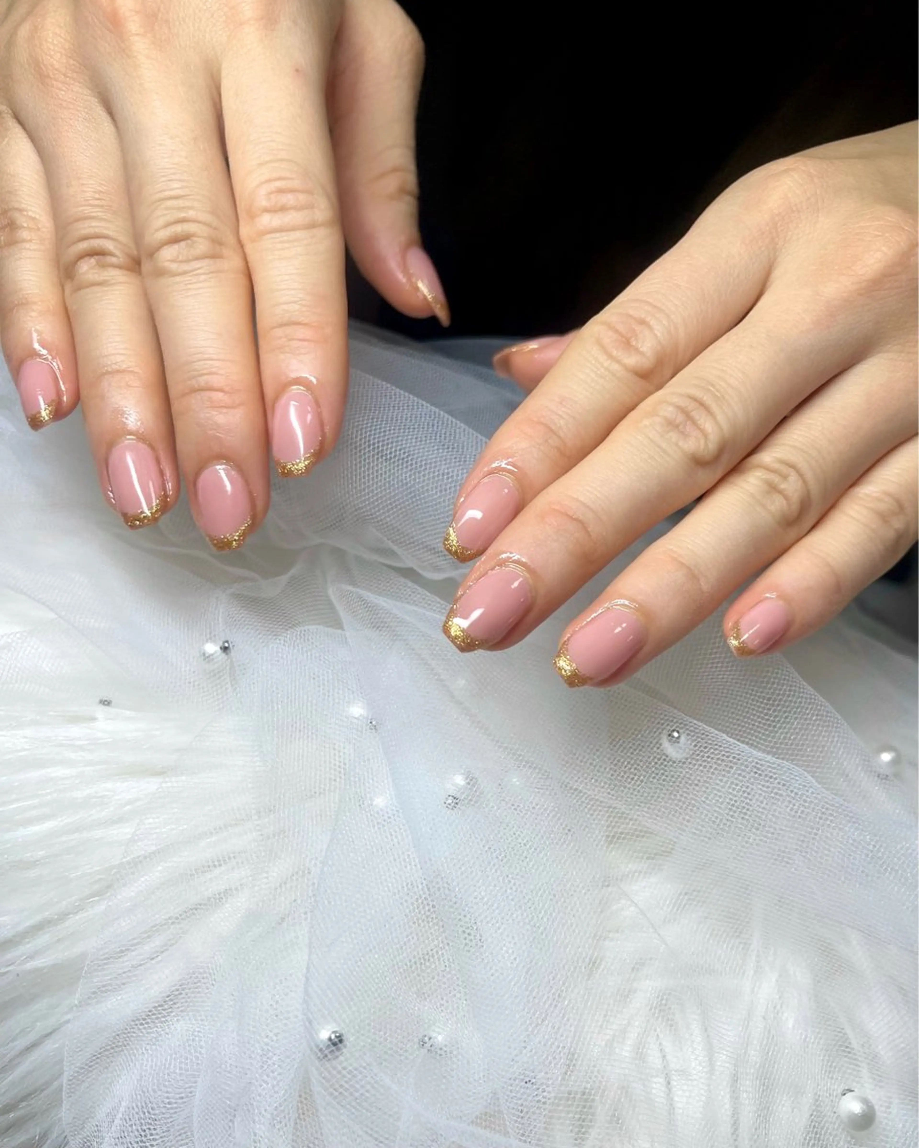 ネイル フレンチネイル ラメ(グリッター) ハンドネイル fox. nail__sakiのネイルデザイン